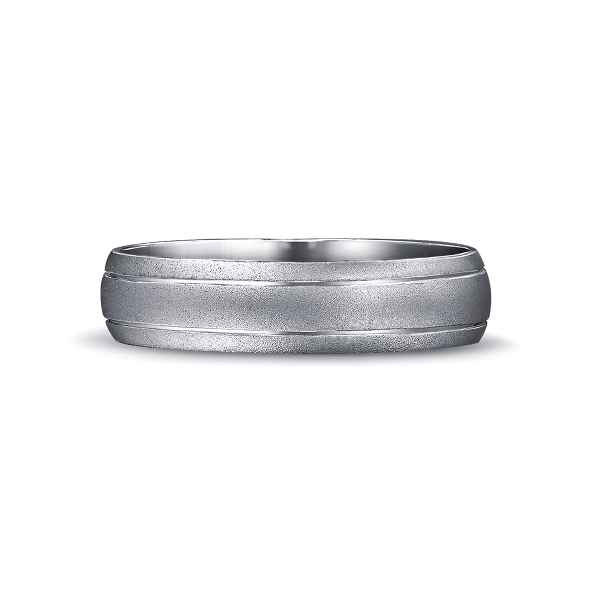 Shimansky - Max-Line Double Groove Half Round Wedding Band in Brushed Palladium