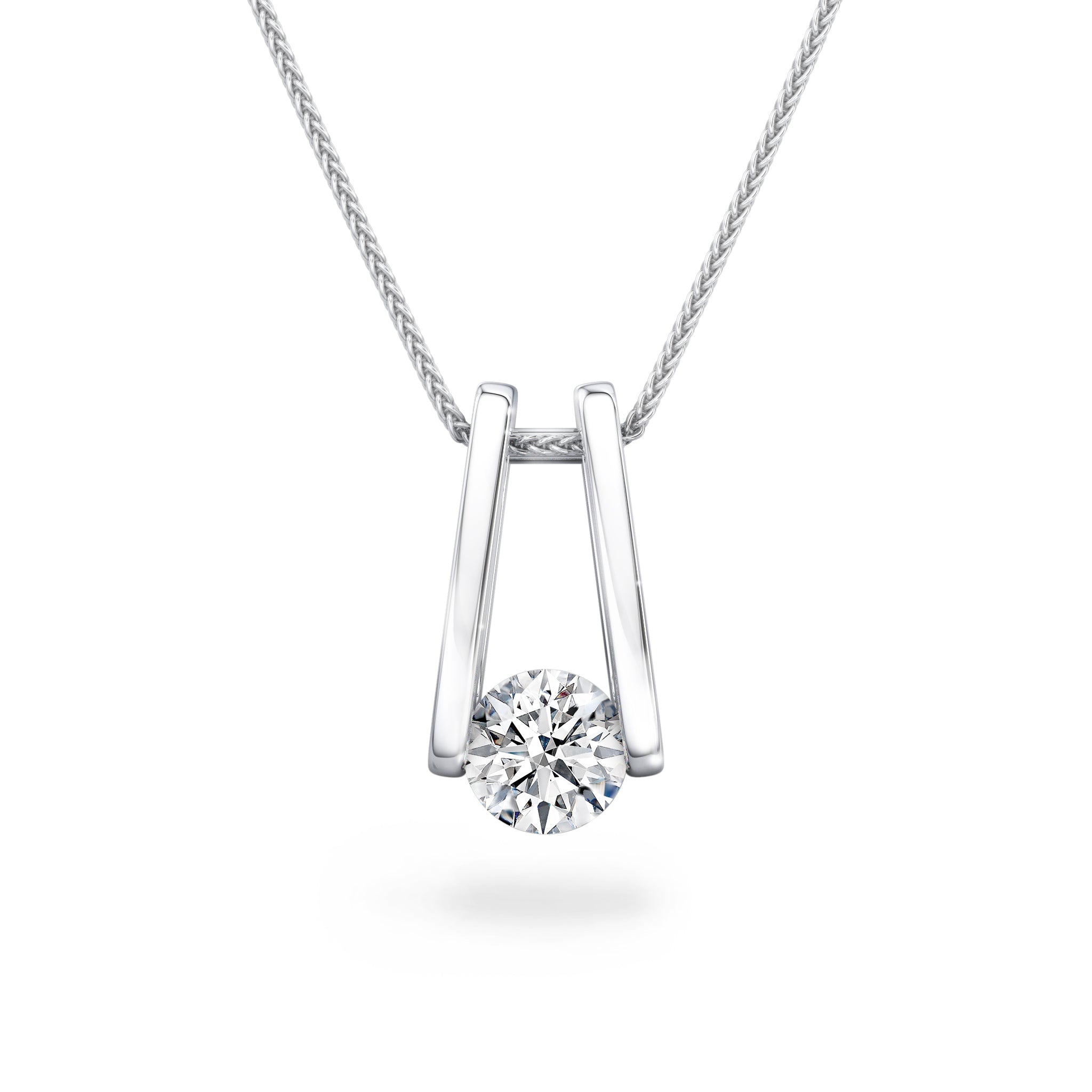 Millennium 0.30 Carat Diamond Pendant in 18K White Gold Front View