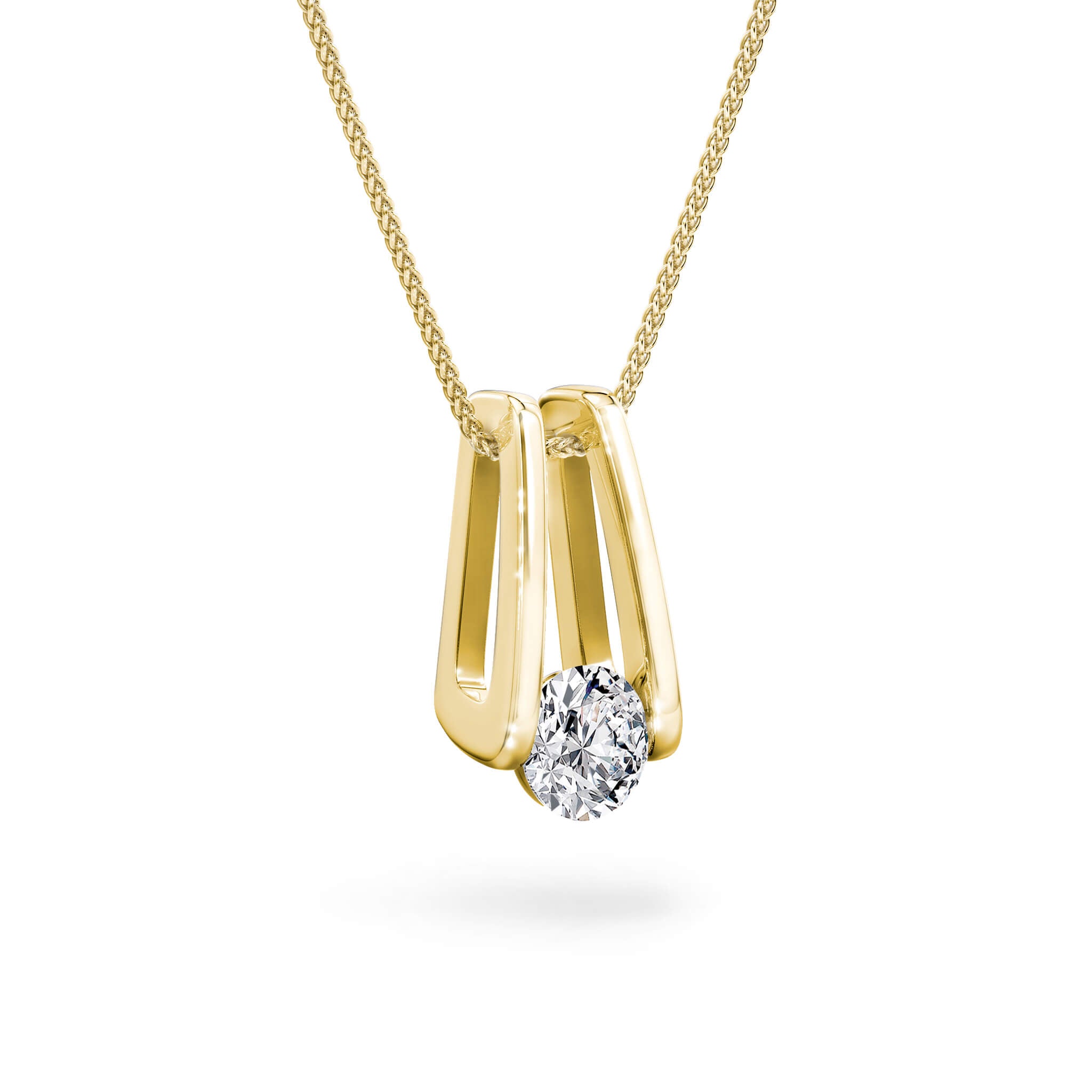 Millennium Classic Diamond Pendant 0.50 Carat in 18K Yellow Gold 3D View