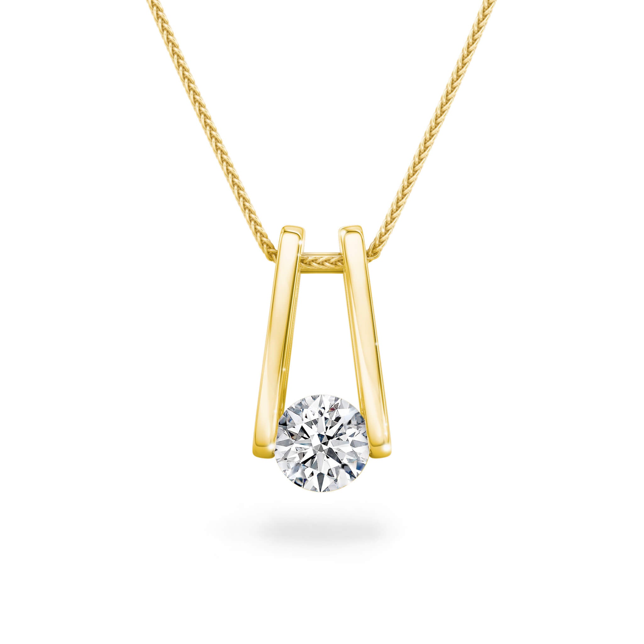 Millennium Classic Diamond Pendant 0.50 Carat in 18K Yellow Gold Front View