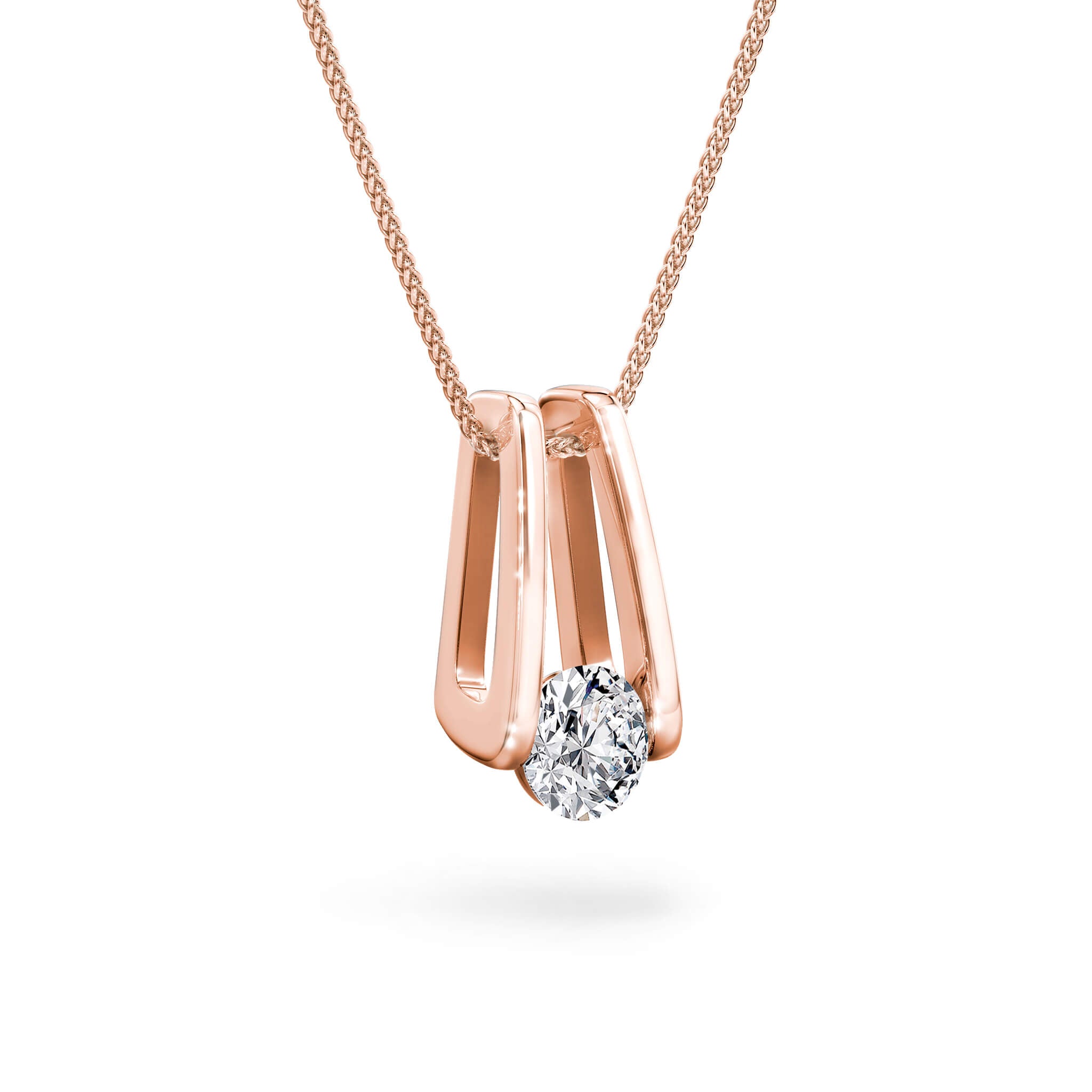 Millennium Classic Diamond Pendant 0.70Carat in 18K Rose Gold 3D View