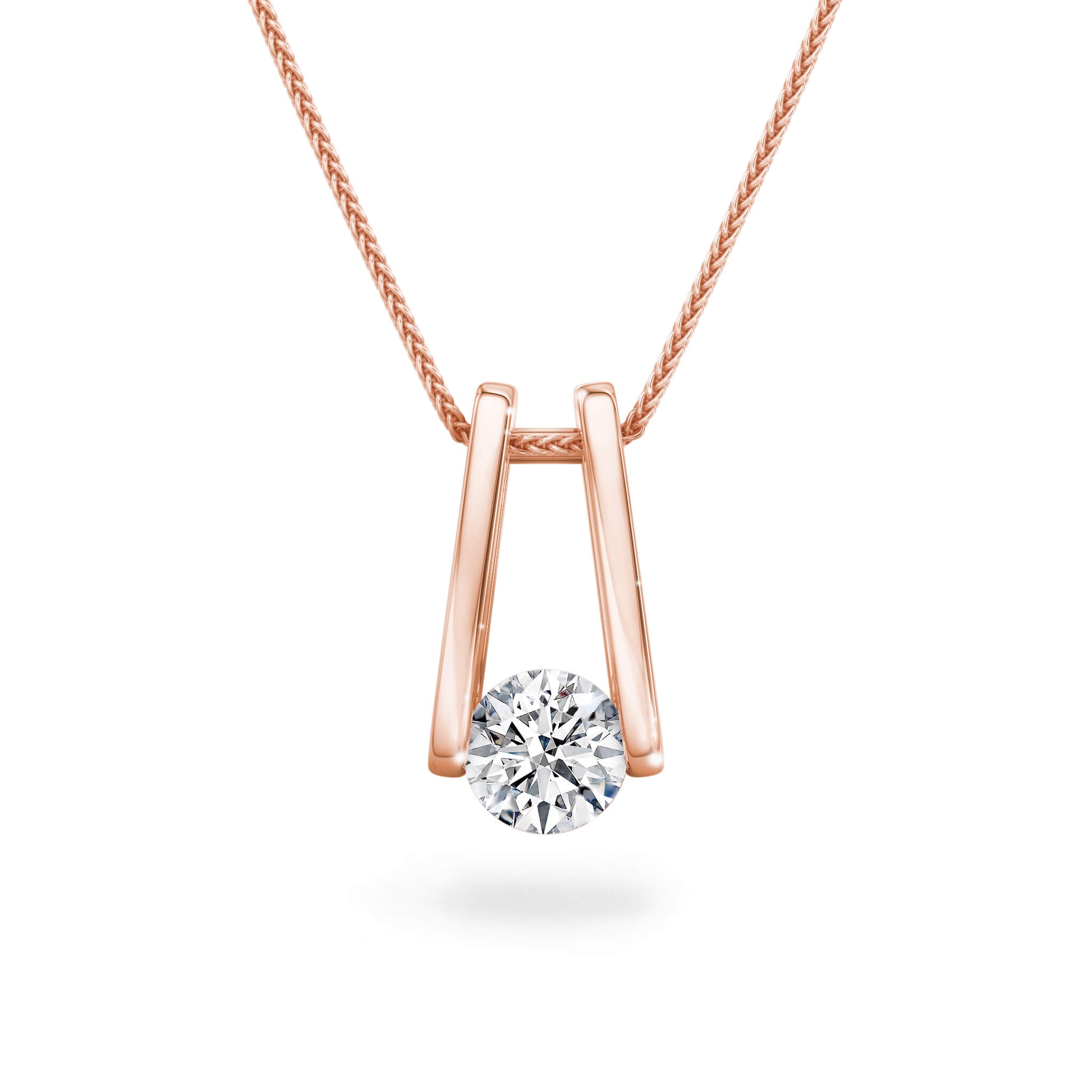 Millennium Classic Diamond Pendant 0.70Carat in 18K Rose Gold Front View