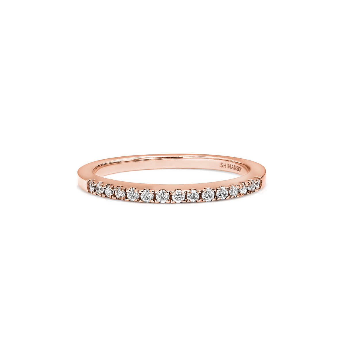 Shimansky 0.1 TCW Millennium Microset Wedding Band in 18K Rose Gold Front View #Metal_Rose Gold