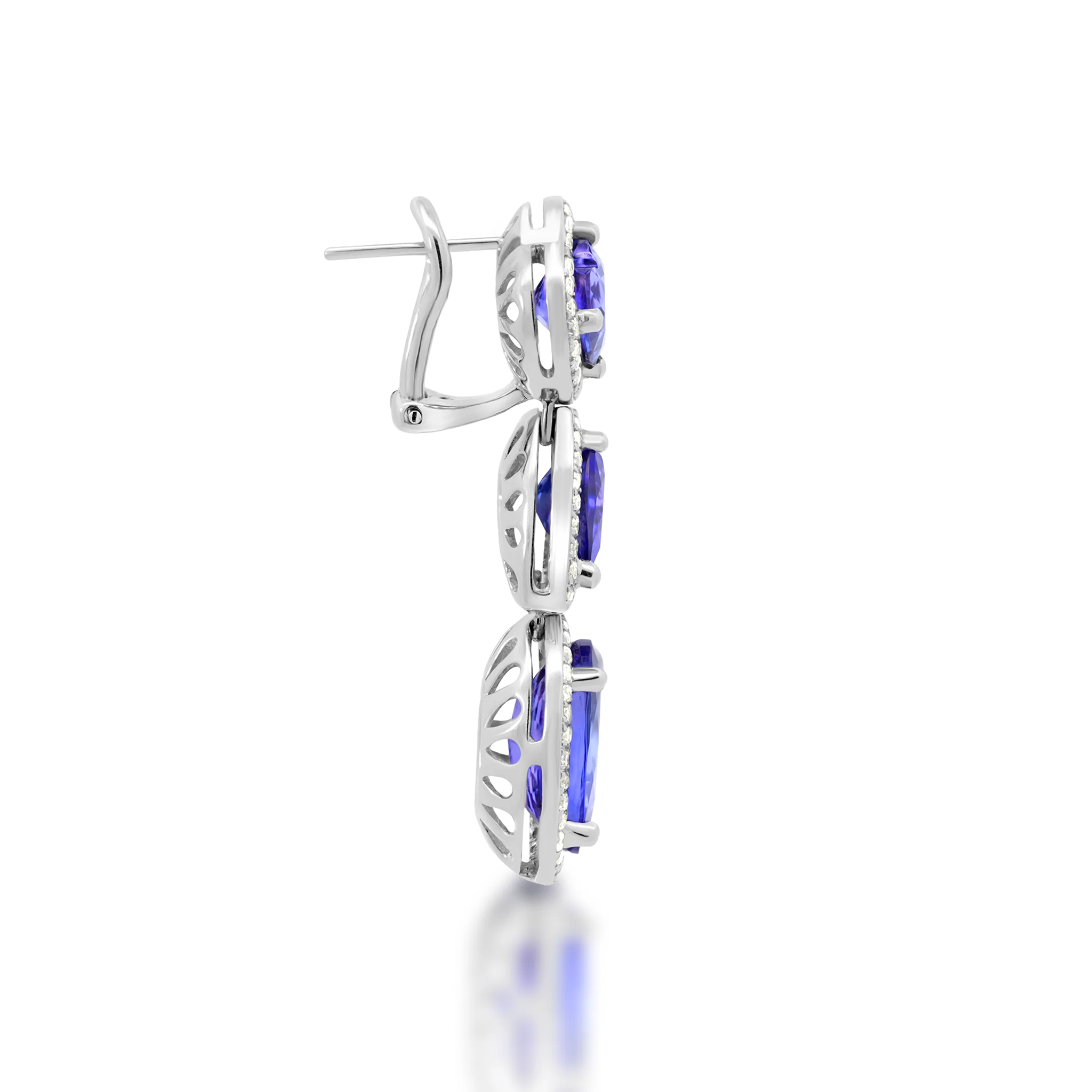 Shimansky 14.9 TCW Tanzanite Dress Earrings in 18K White Gold Side View