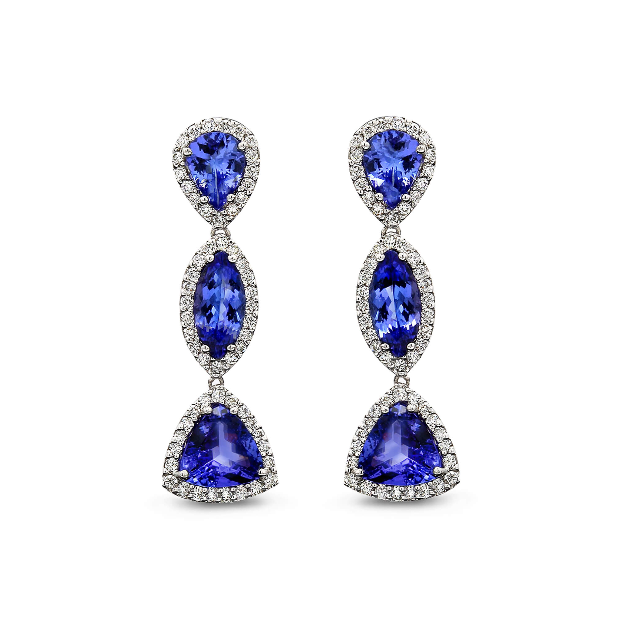 Shimansky 8 TCW Tanzanite Dress Earrings in 18K White Gold Front View