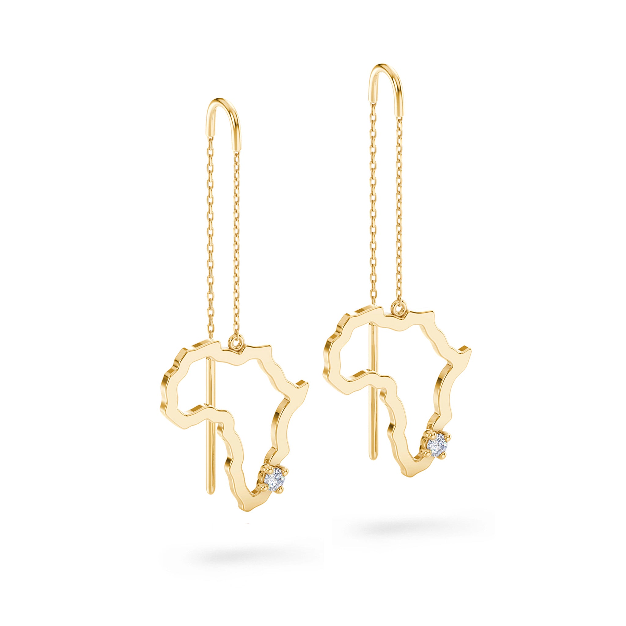 My Africa Dangling Diamond Drop Earrings in 14K Yellow Gold 3D View