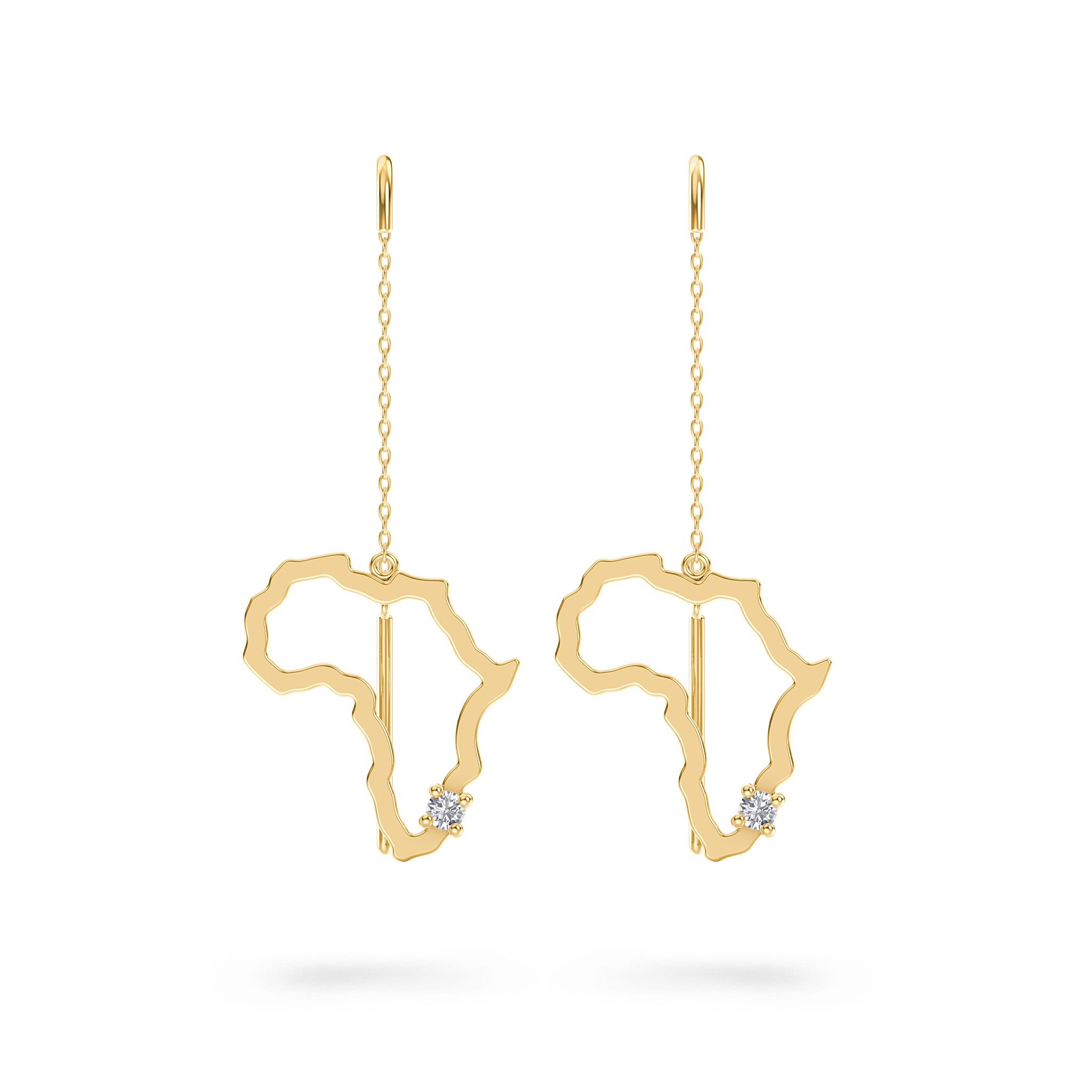 My Africa Dangling Diamond Drop Earrings in 14K Yellow Gold Front View