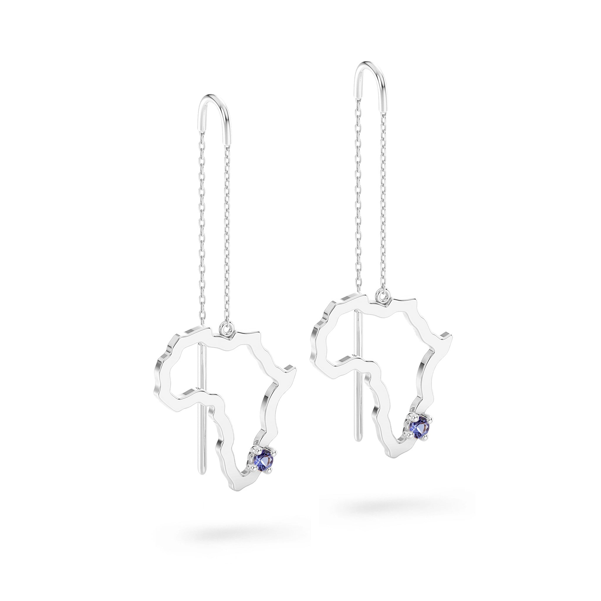 My Africa Dangling Tanzanite Drop Earrings in 14K Yellow Gold 3D View 3D View