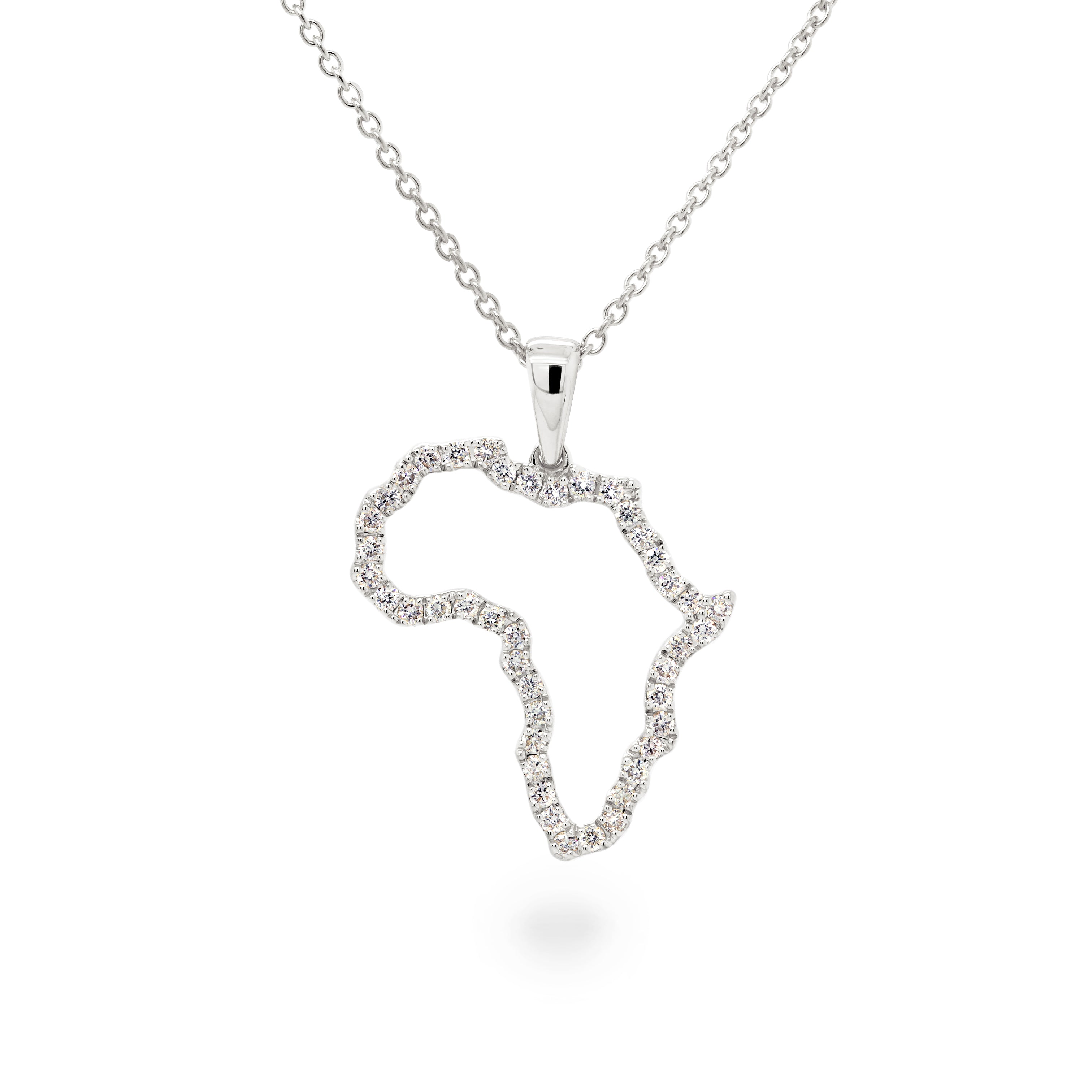 My Africa Large Diamond Microset Pendant | 14K White Gold Shimansky