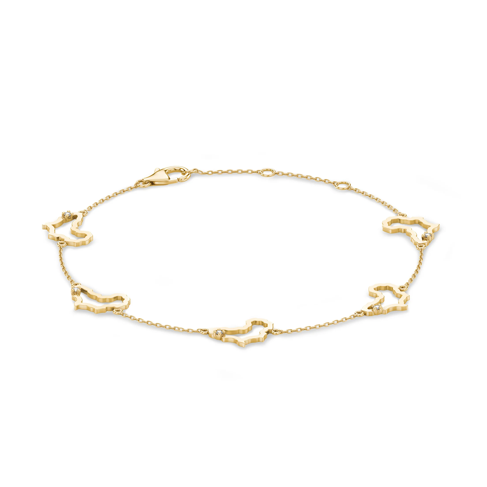 My Africa Diamond Station Bracelet in 14K Yellow Gold 3D View