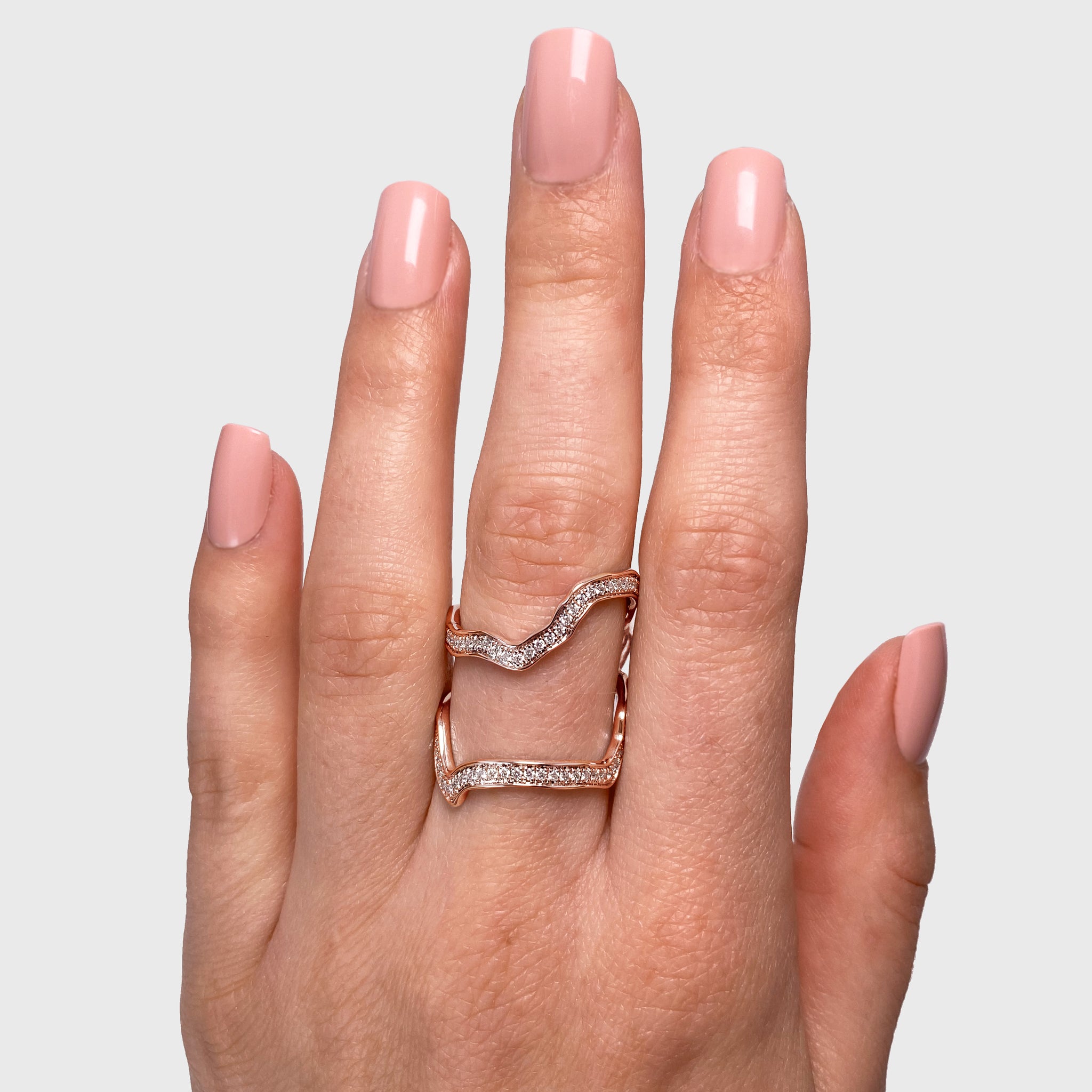 My Africa Diamond Wrap Ring in 14K Rose Gold Hand View