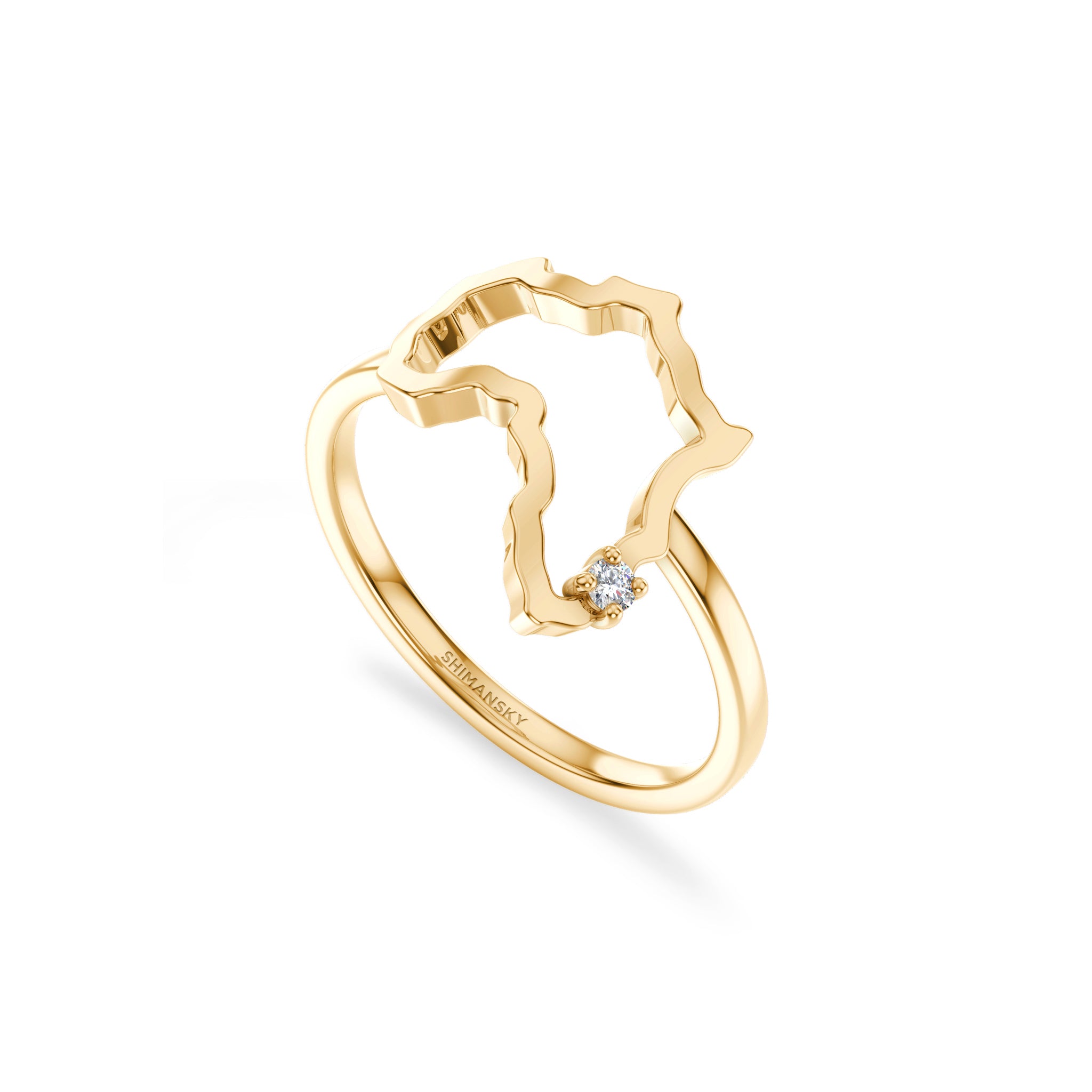 My Africa Medium Diamond Ring in 14K Yellow Gold 3D View