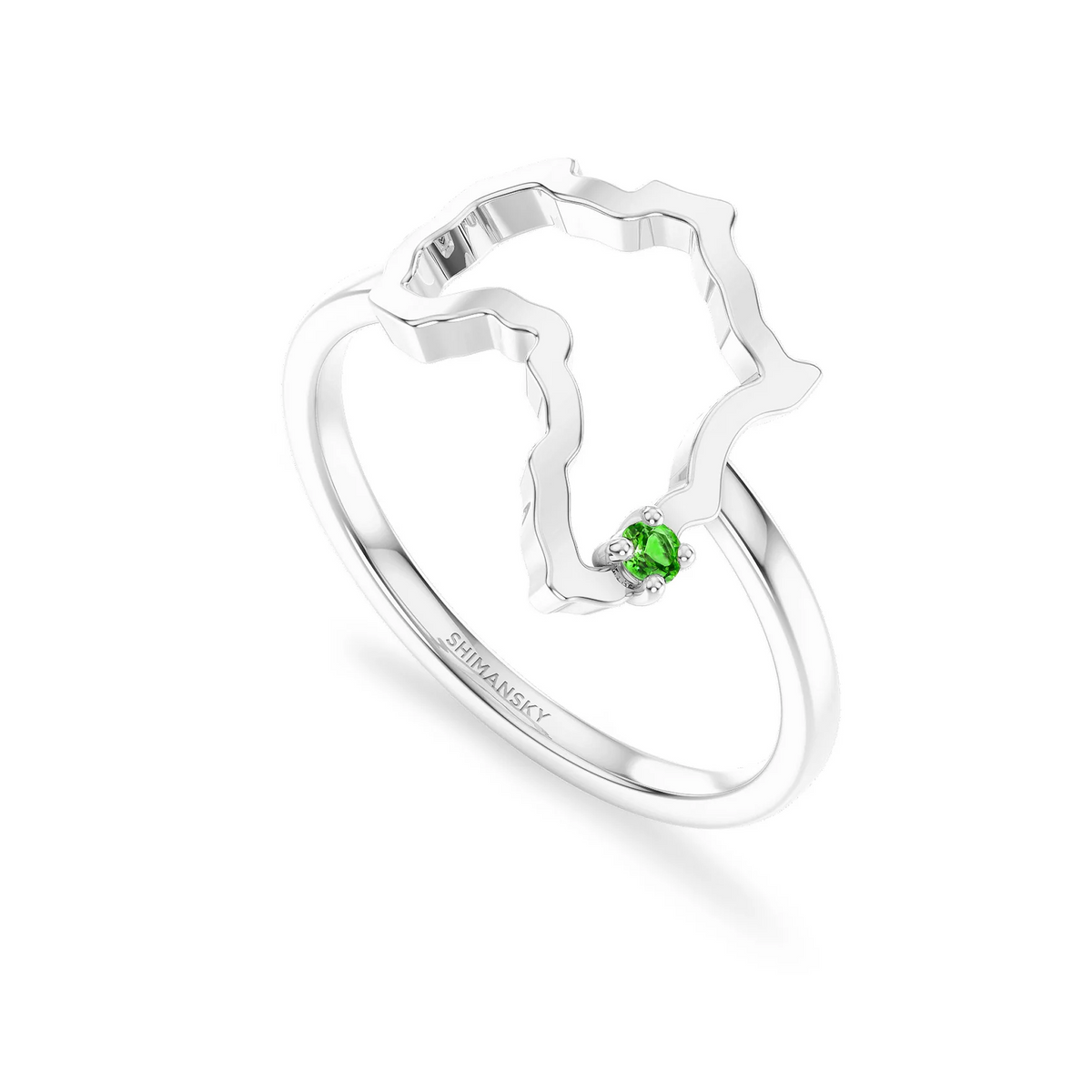 Shimansky 0.09ct My Africa Medium Tsavorite Ring in 14K White Gold 3D View #card-first