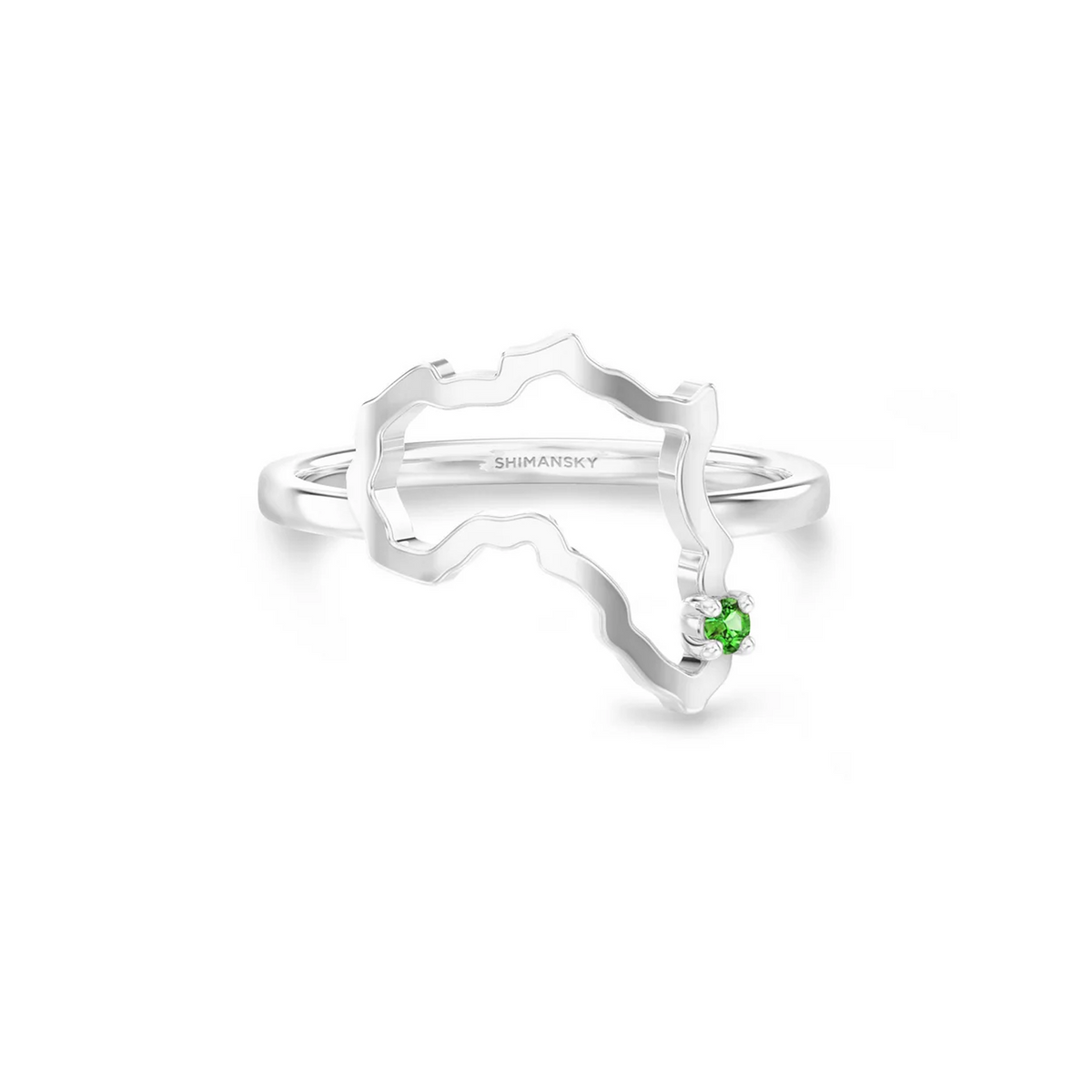 Shimansky 0.09ct My Africa Medium Tsavorite Ring in 14K White Gold Front View