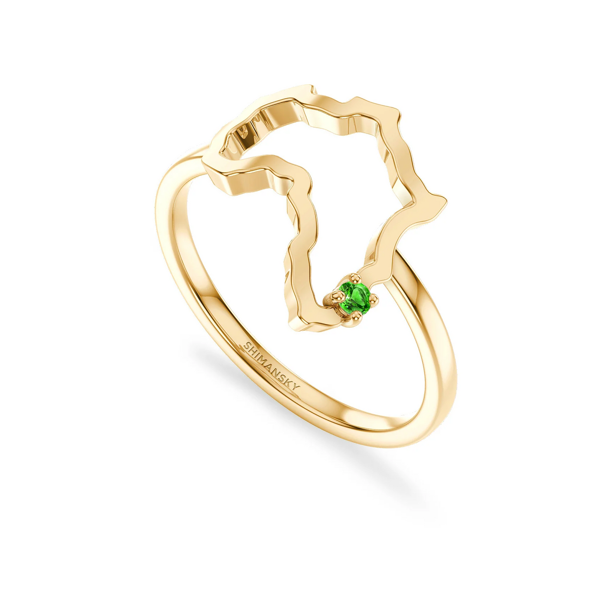 Shimansky 0.07ct My Africa Medium Tsavorite Ring in 14K Yellow Gold 3D View #card-first