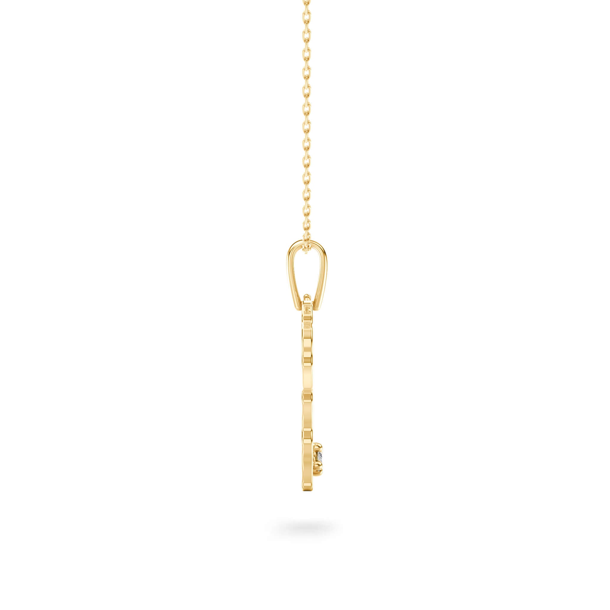 My Africa Small Diamond Pendant In 14K Yellow Gold Side View