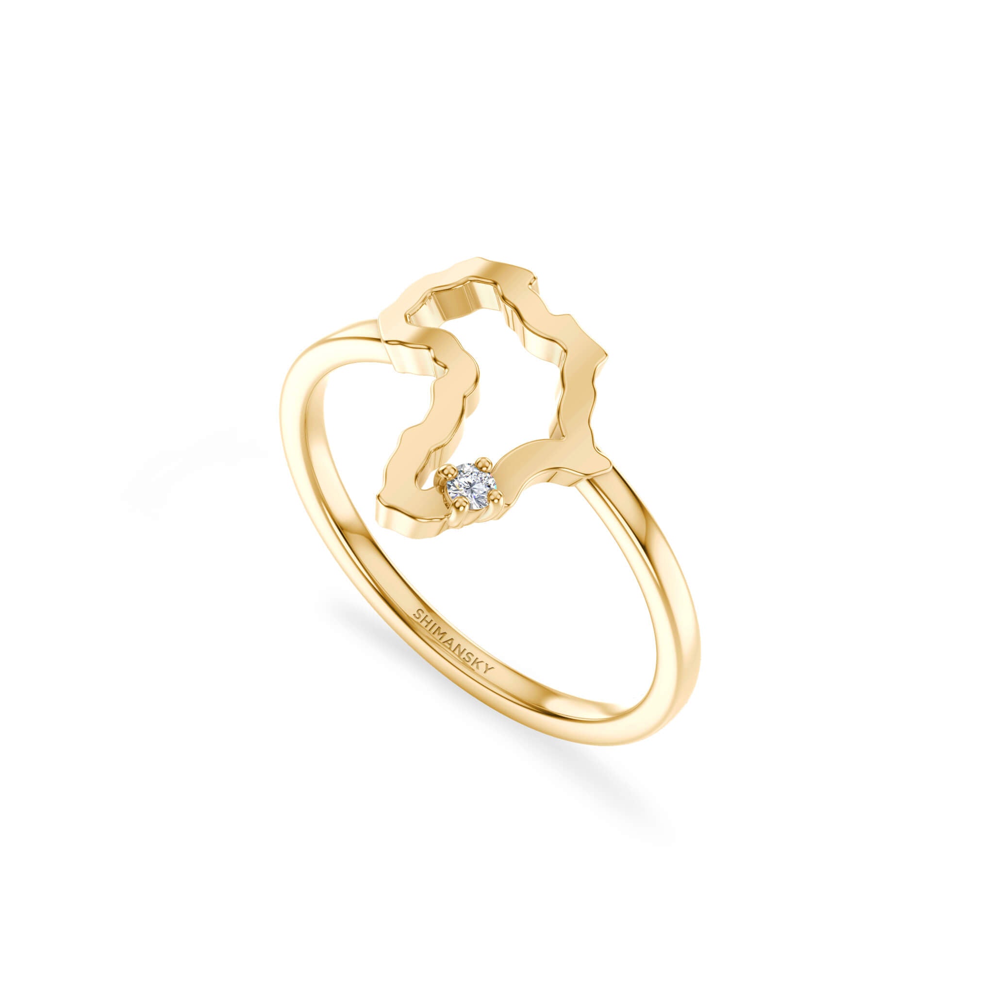 My Africa Small Diamond Ring 14K Yellow Gold 3D View