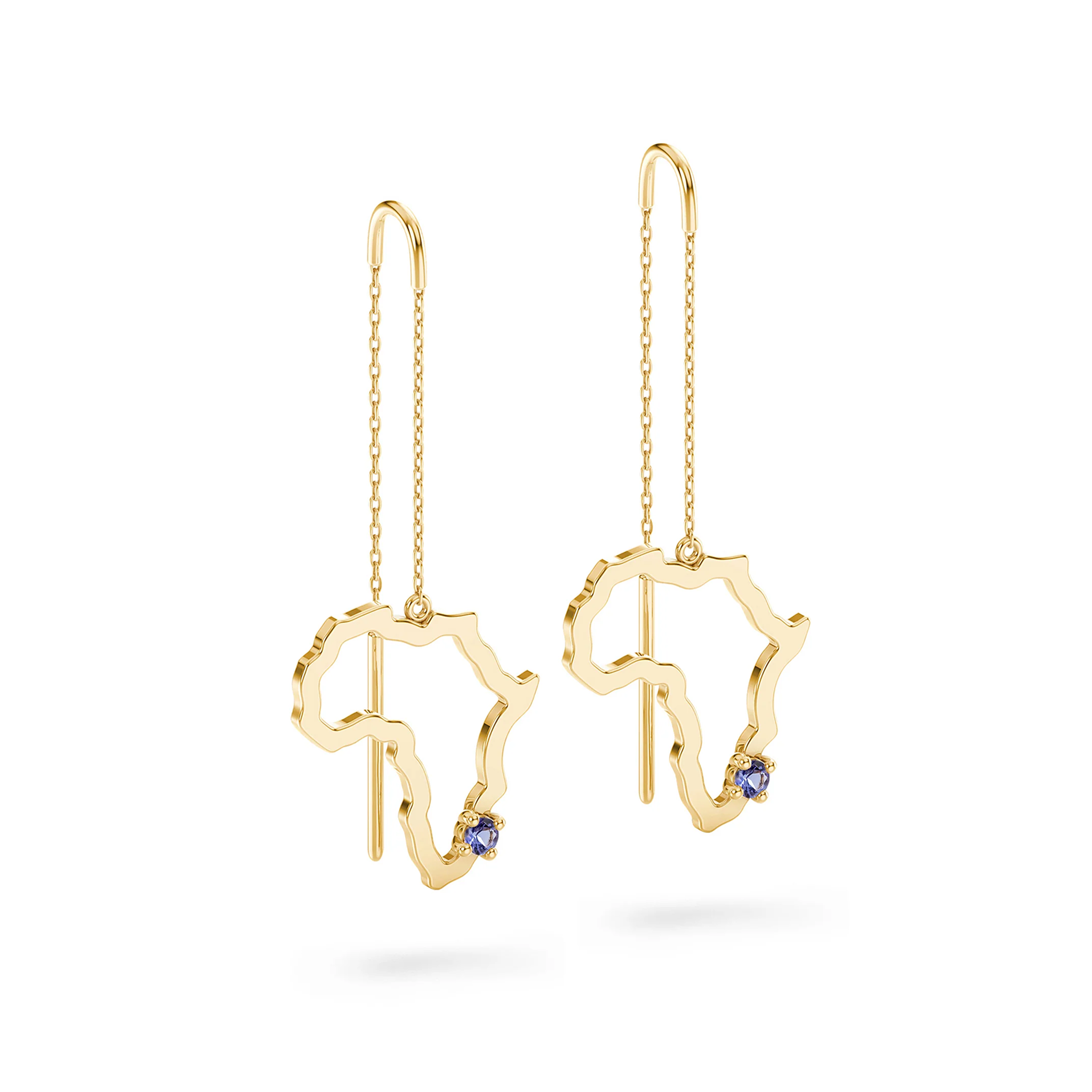 My Africa Dangling Tanzanite Drop Earrings 3D View #Metal_Yellow Gold