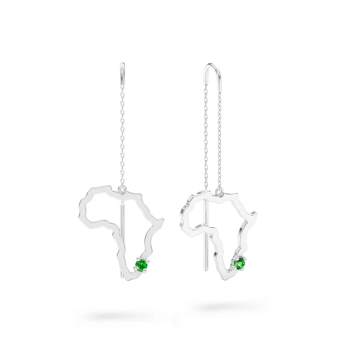 Shimansky 0.07 TCW My Africa Tsavorite Drop Earrings in 14K White Gold Front 3D View