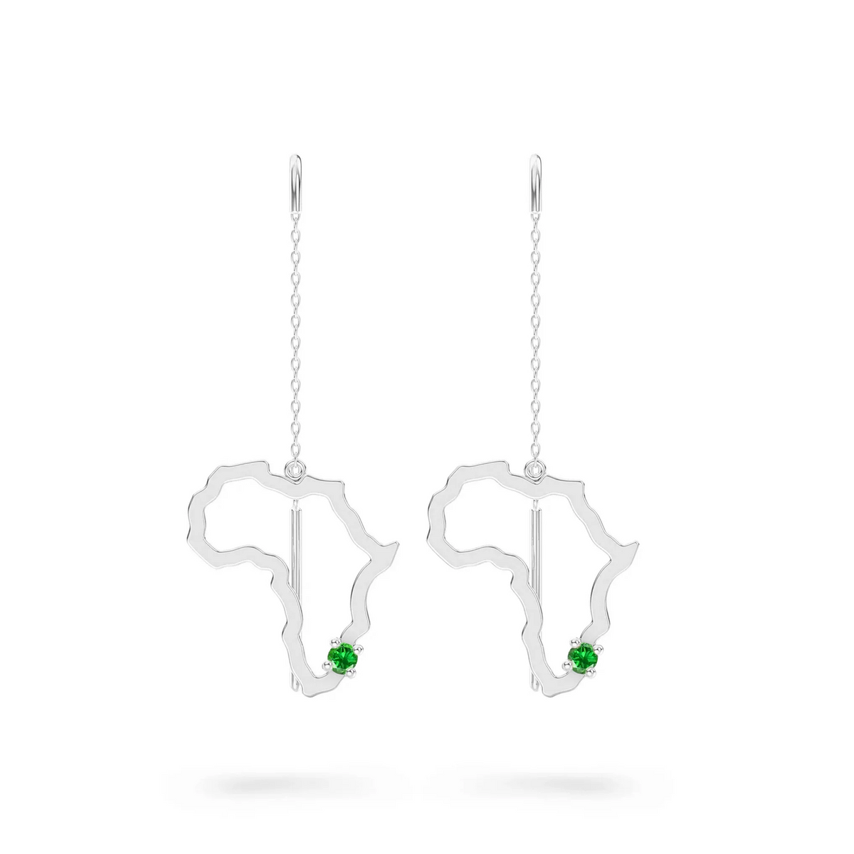 Shimansky 0.07 TCW My Africa Tsavorite Drop Earrings in 14K White Gold Front View