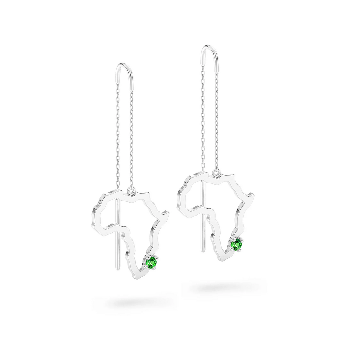 Shimansky 0.07 TCW My Africa Tsavorite Drop Earrings in 14K White Gold 3D View