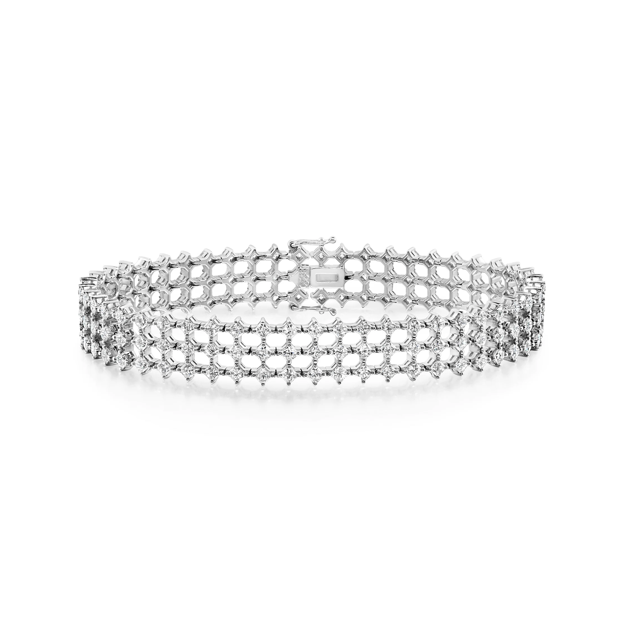 Shimansky 8.3ct My Girl Diamond 3 Row Diagonal Bracelet in 18K White Gold - Front View