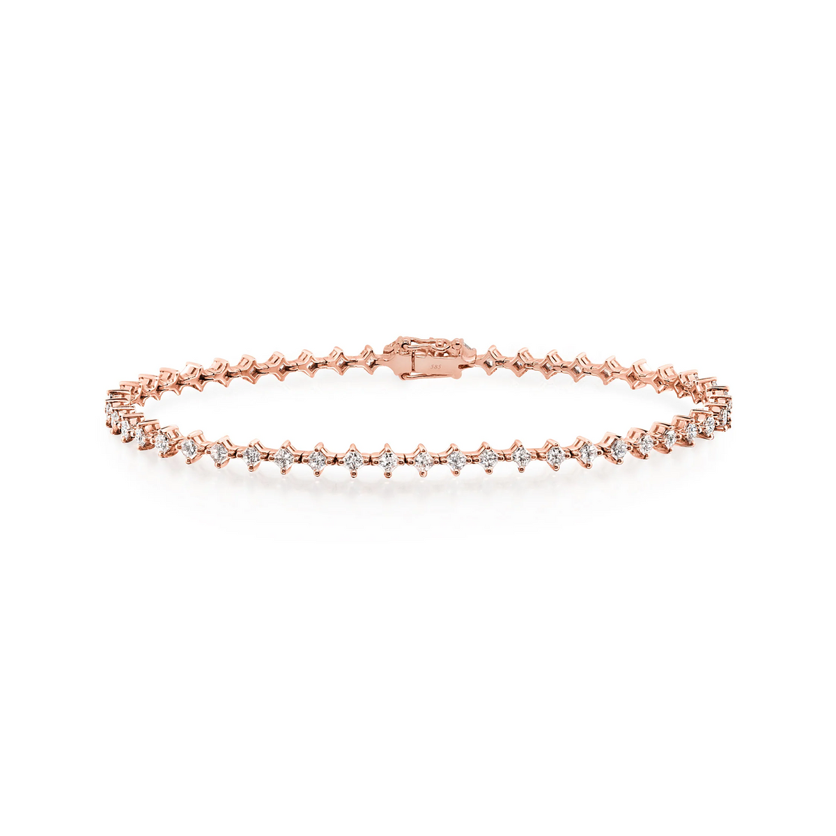 Shimansky 2.9ct My Girl Diamond Diagonal Bracelet in 14K Rose Gold - Front View