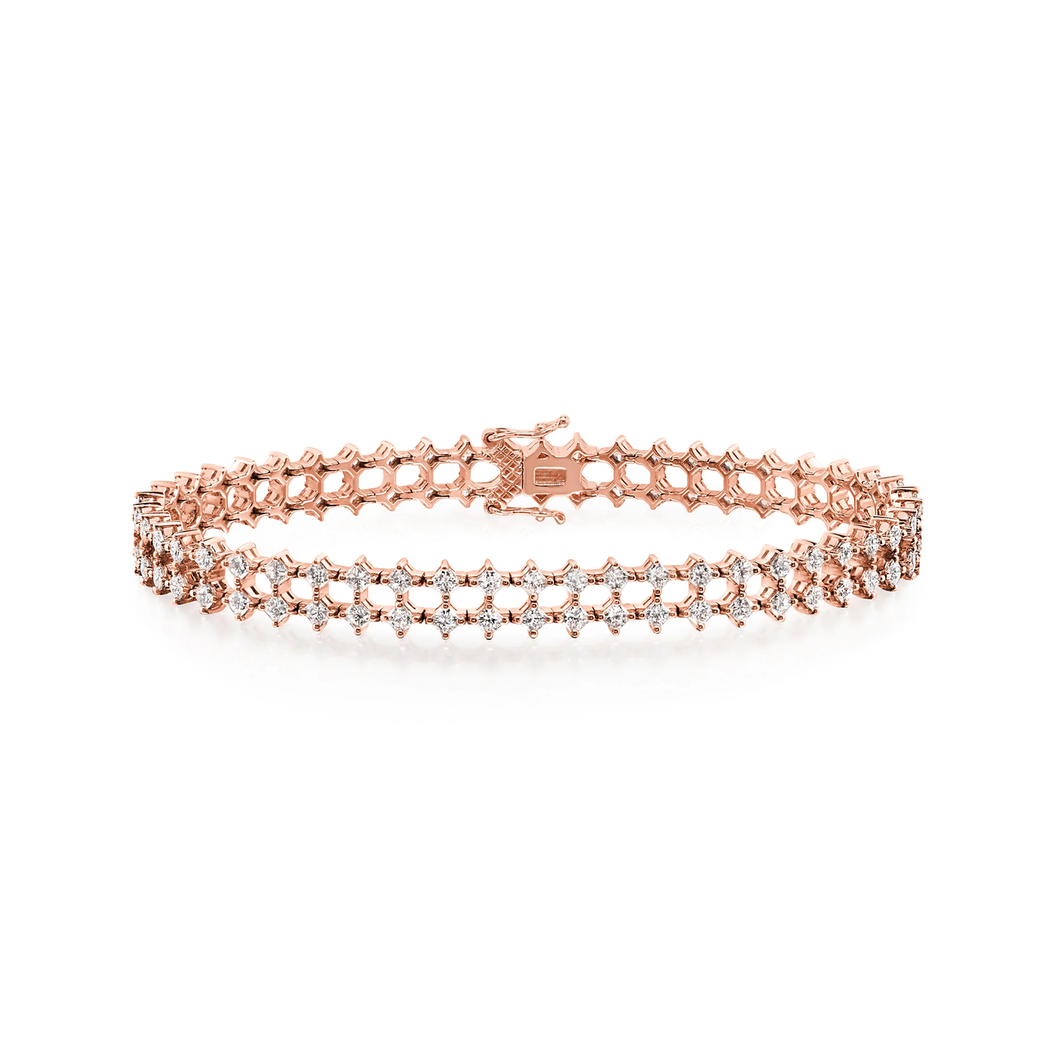Shimansky 5.7ct My Girl Diamond Double Row Diagonal Bracelet in 18K Rose Gold - Front View