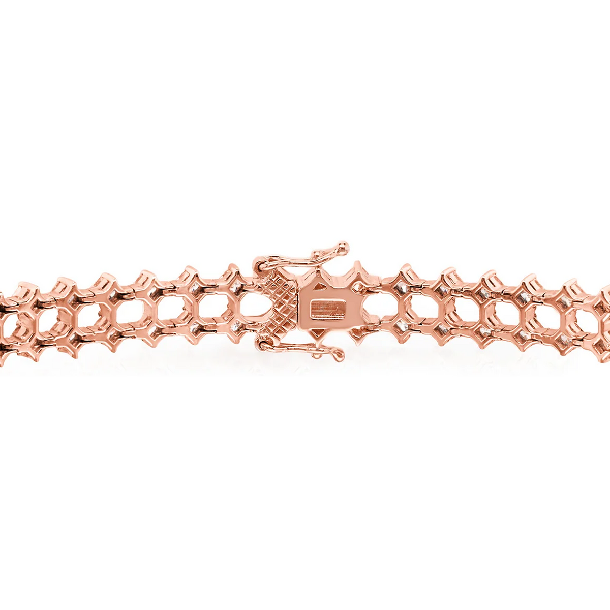 Shimansky 5.7ct My Girl Diamond Double Row Diagonal Bracelet in 18K Rose Gold - Clasp View