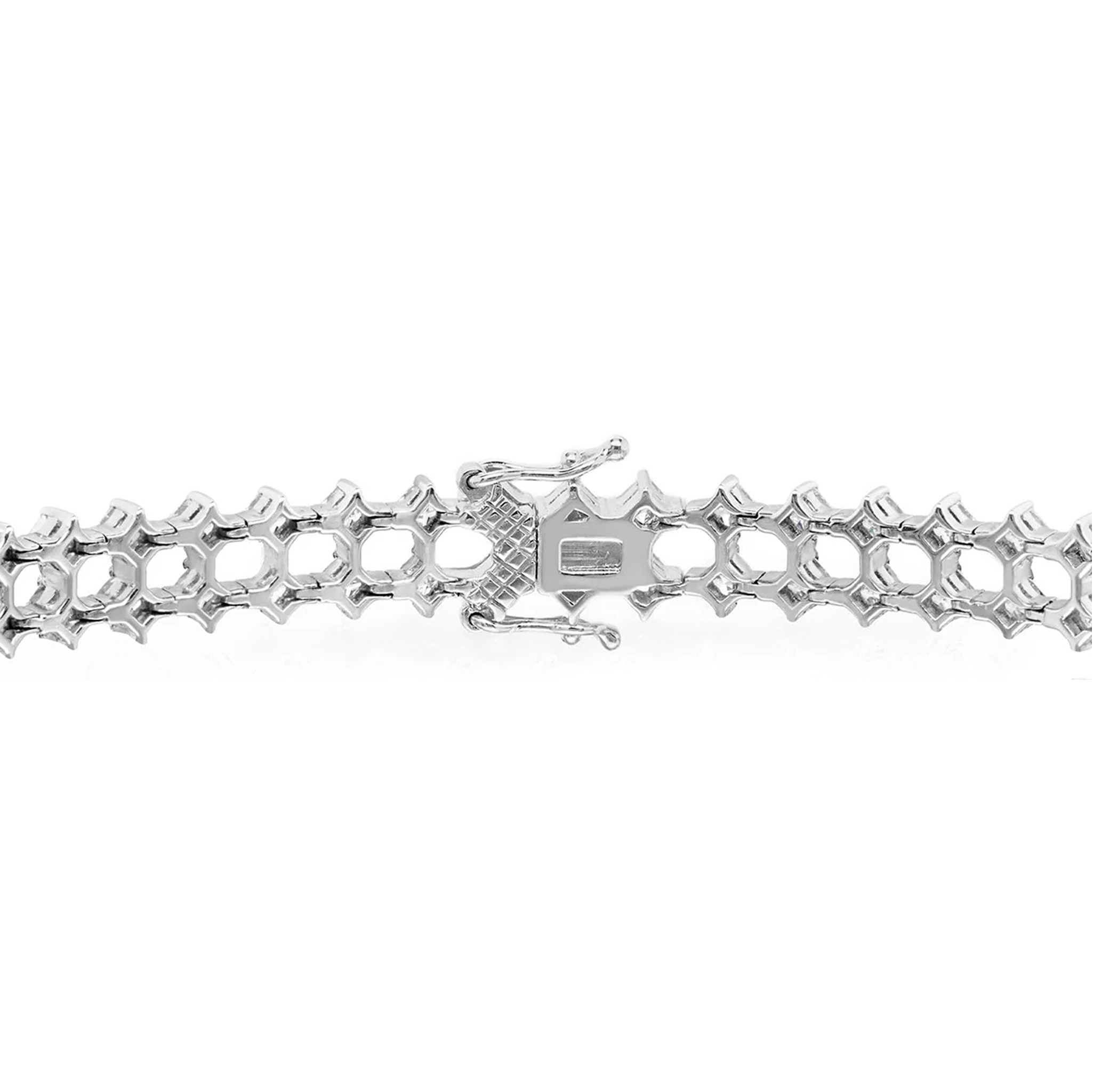 Shimansky 5.8ct My Girl Diamond Double Row Diagonal Bracelet in 18K White Gold - Clasp View