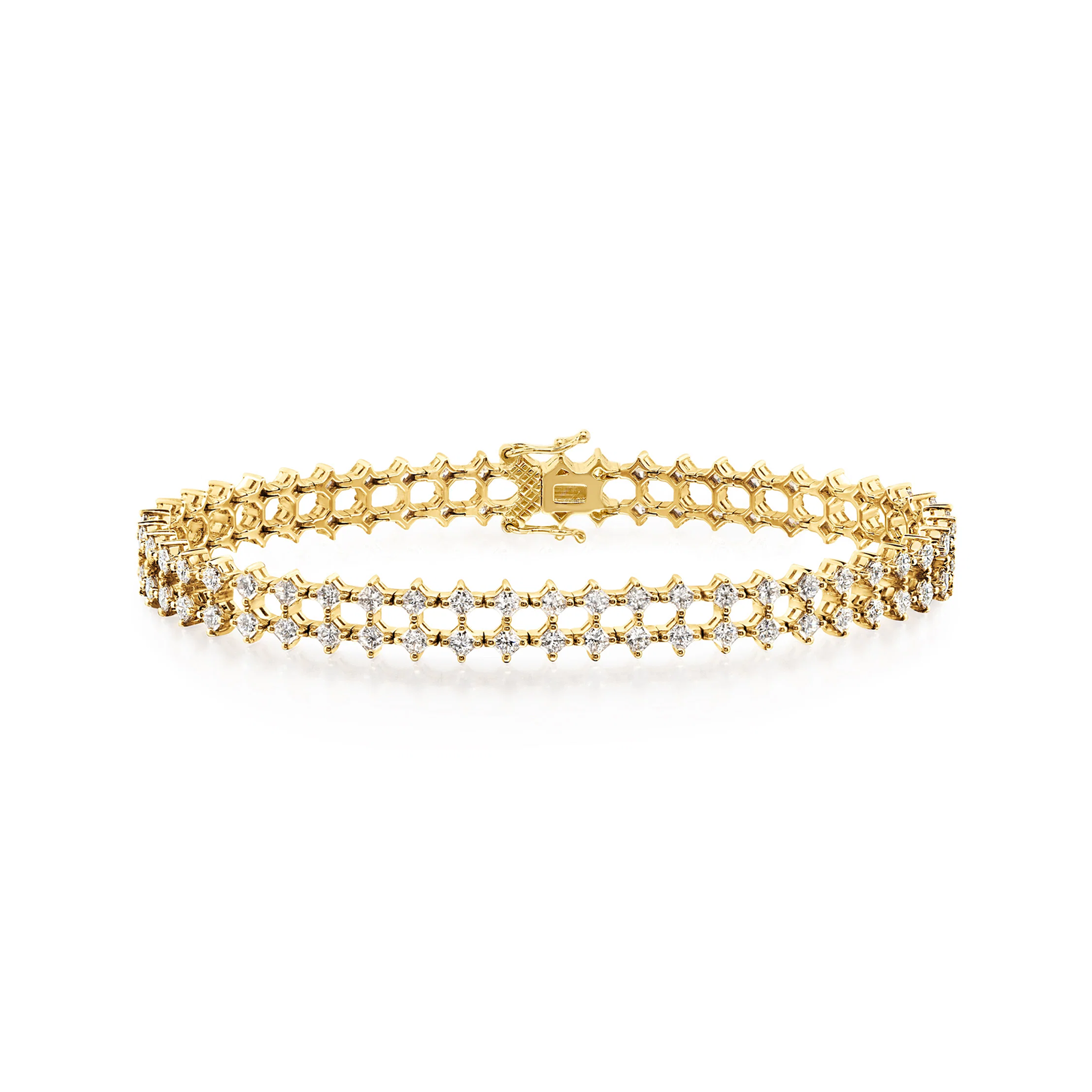 Shimansky 6.4ct My Girl Diamond Double Row Diagonal Bracelet in 14K Yellow Gold - Front View