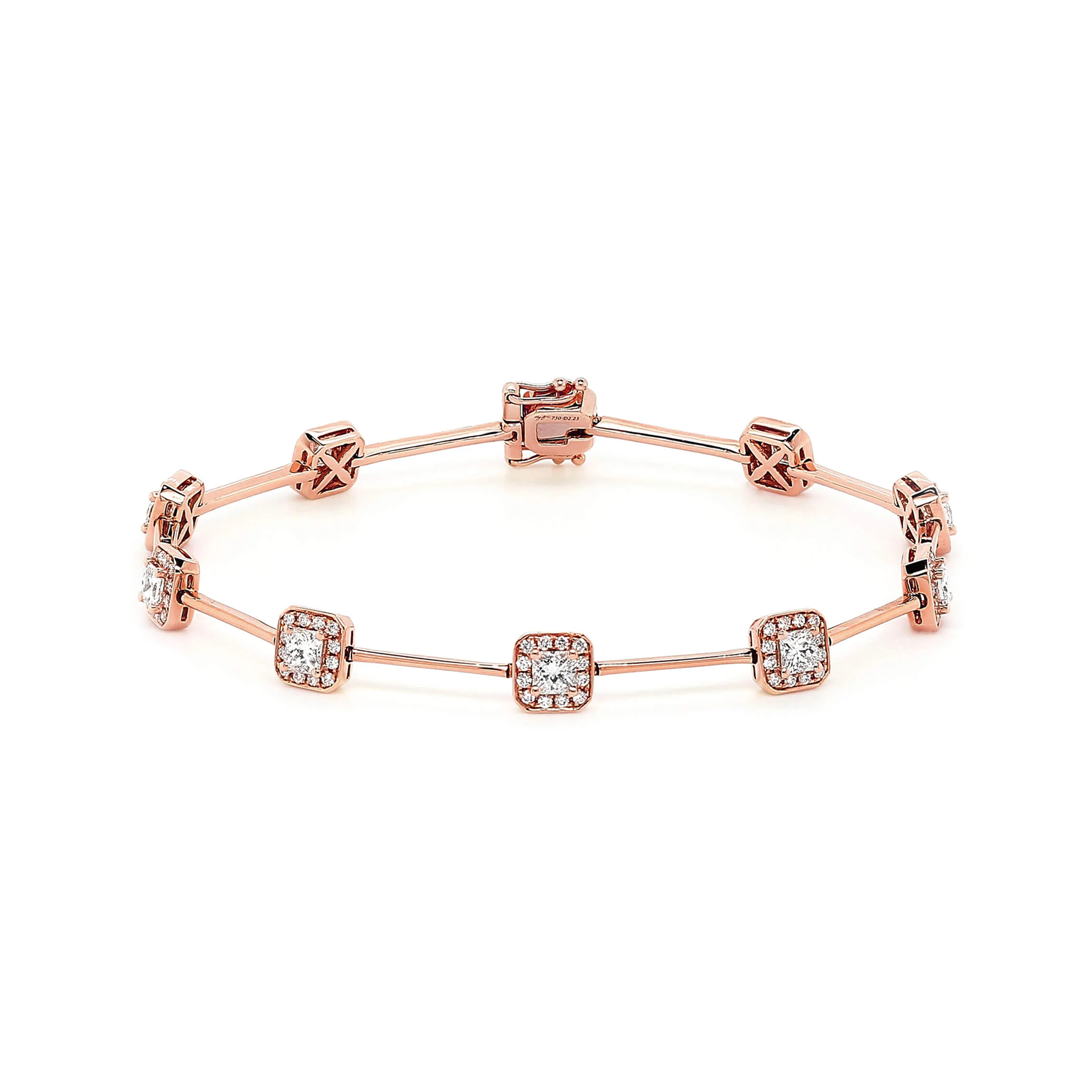 My Girl Halo Station Bracelet 1.70 Carat  18K Rose Gold Front View