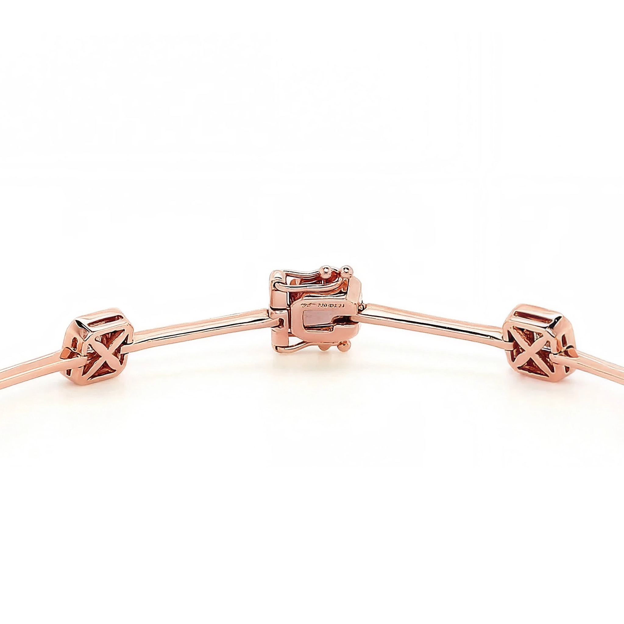 My Girl Halo Station Bracelet 1.70 Carat  18K Rose Gold Clasp View 
