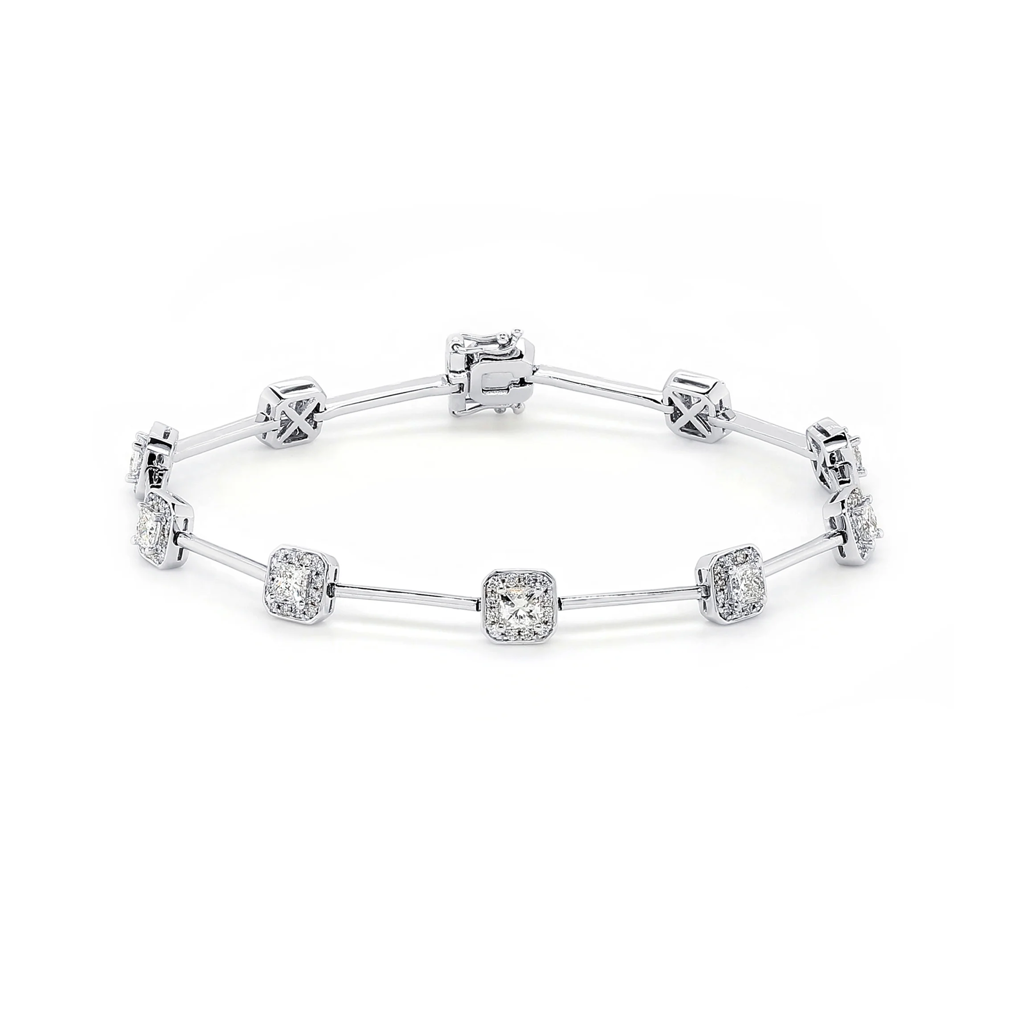Shimansky - My Girl Halo Station Bracelet 3.97ct Crafted in 18K White Gold