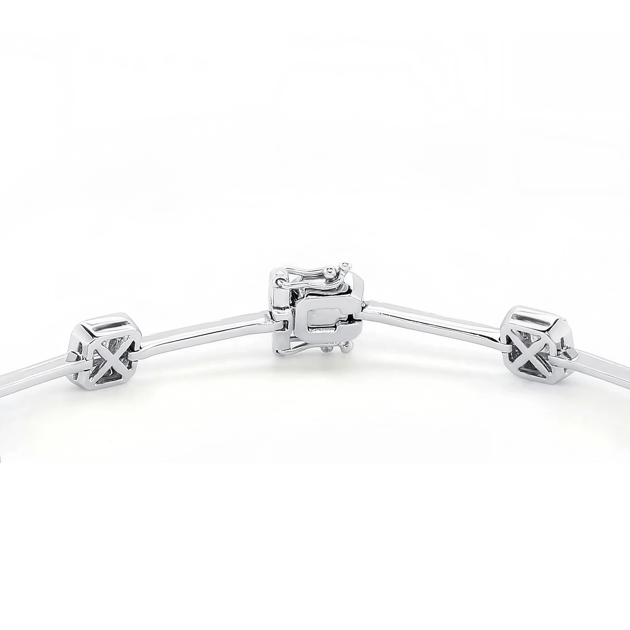 Shimansky - My Girl Halo Station Bracelet 3.97ct Crafted in 18K White Gold Clasp View