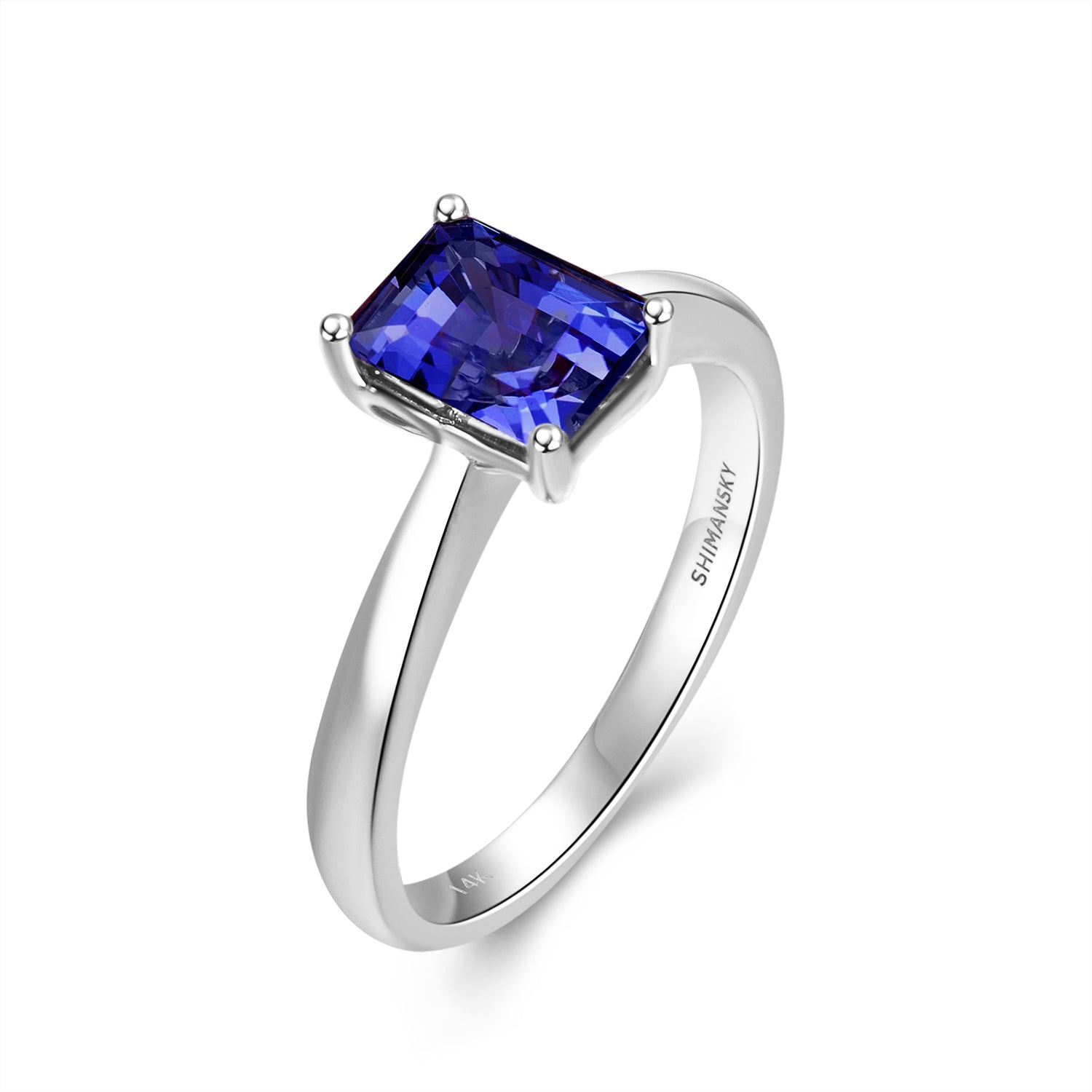 Tanzanite Emerald Shape Solitaire Ring - Shimansky Jewelry