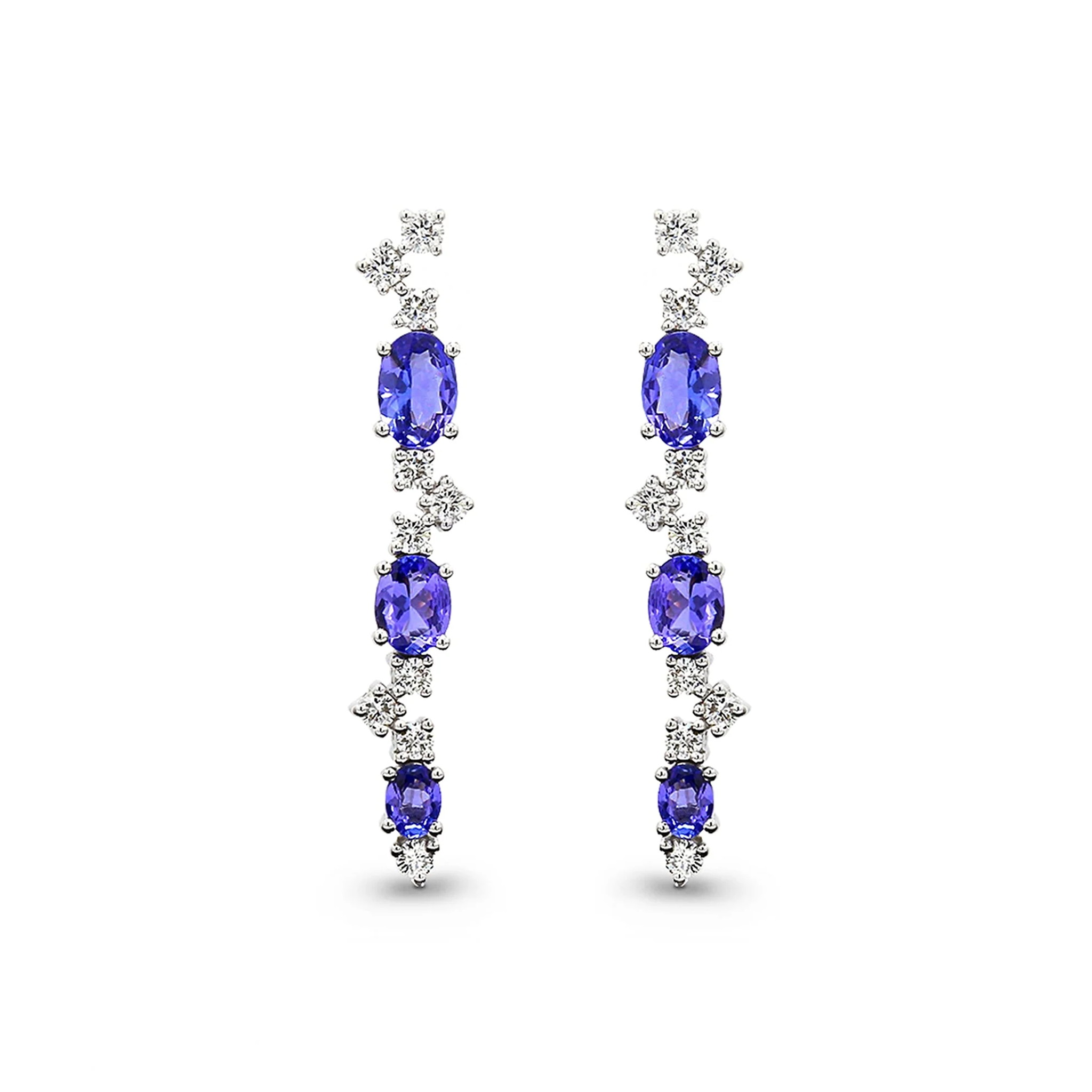 Tanzanite and Diamond Earrings - Front View - SHIMANSKY.CO.ZA