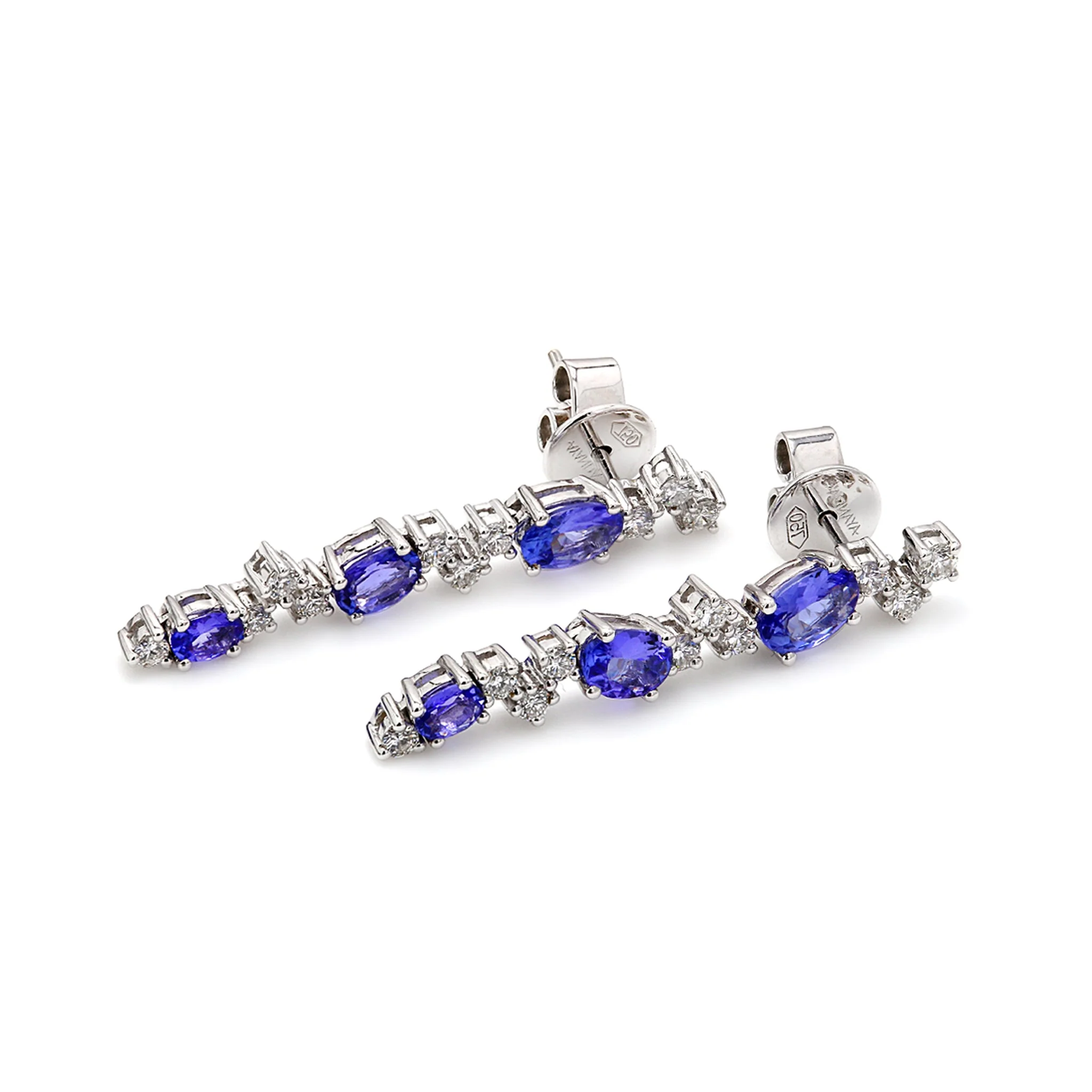 Tanzanite and Diamond Earrings - Top View - SHIMANSKY.CO.ZA