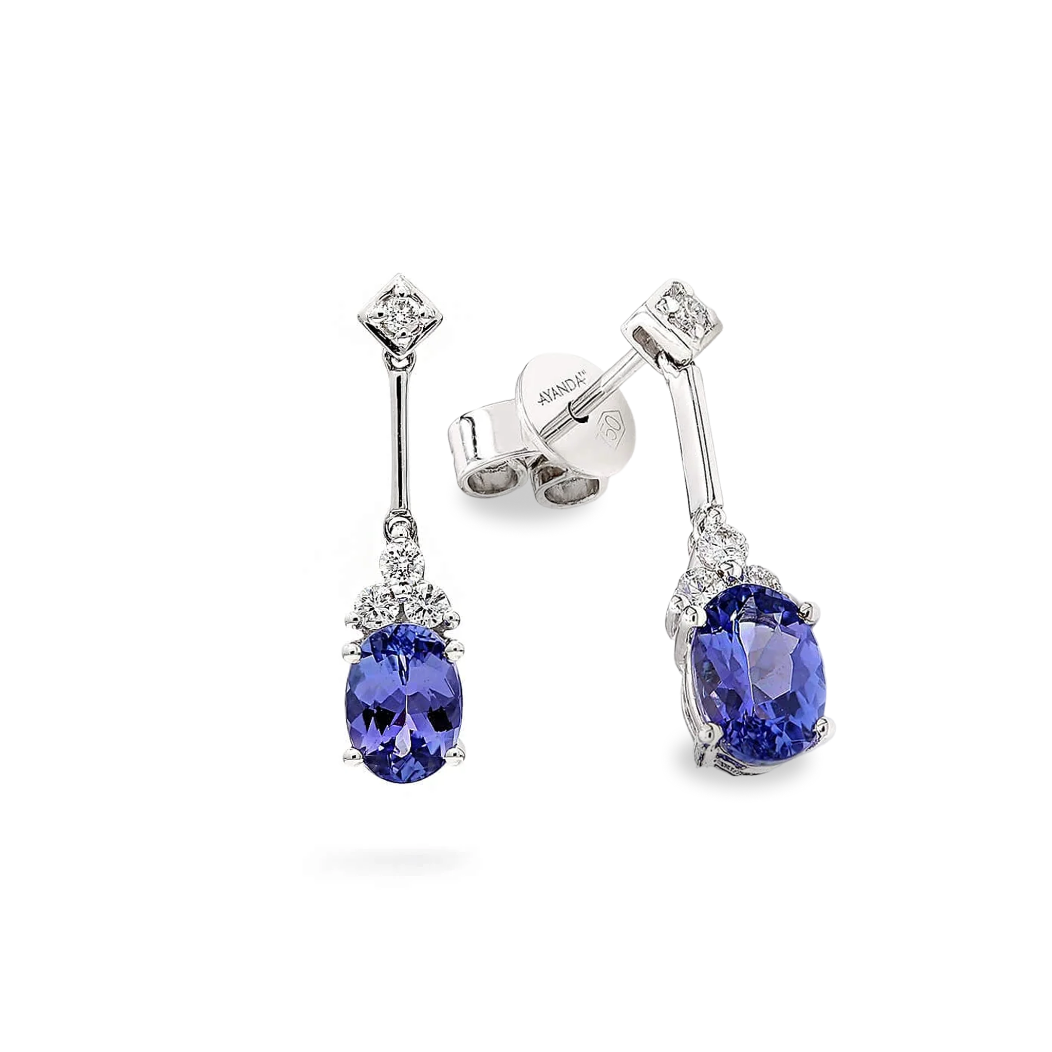 Tanzanite and Diamond Earrings - 3D View - SHIMANSKY.CO.ZA