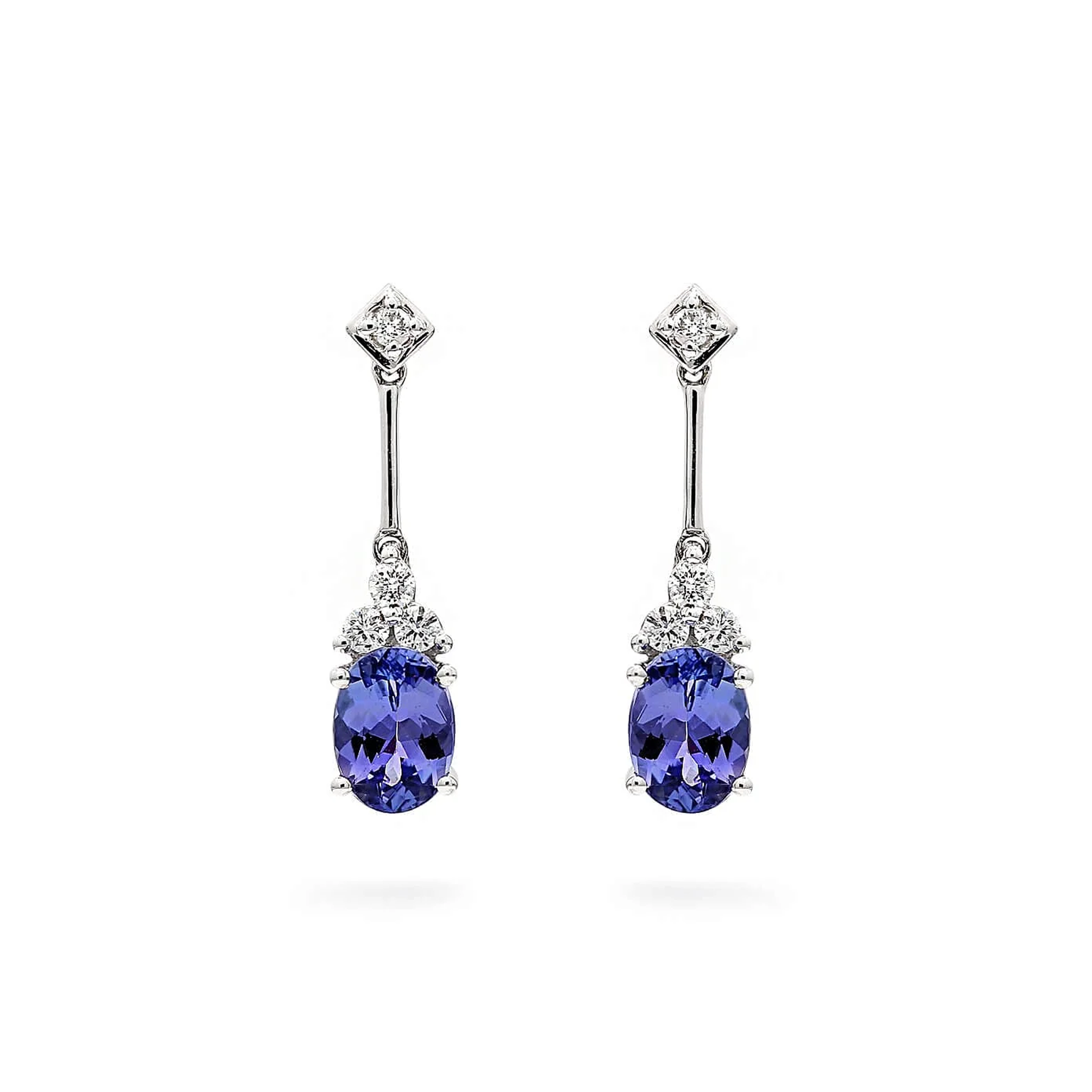 Tanzanite and Diamond Earrings - Front View - SHIMANSKY.CO.ZA
