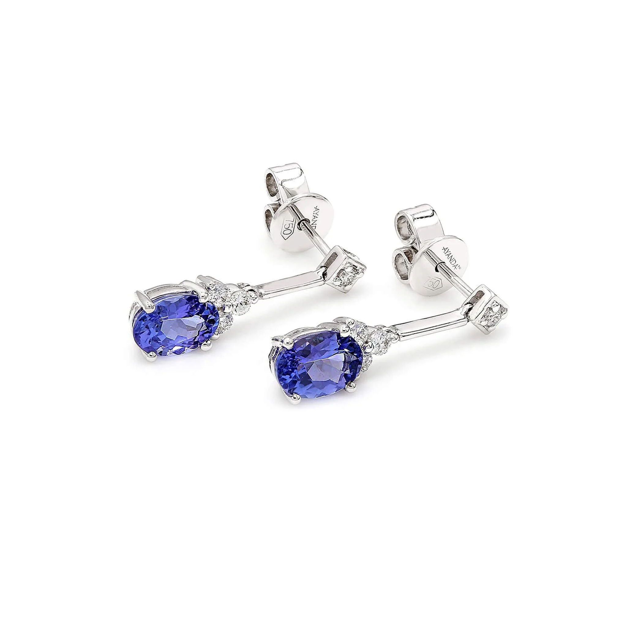 Tanzanite and Diamond Earrings - 3D View - SHIMANSKY.CO.ZA