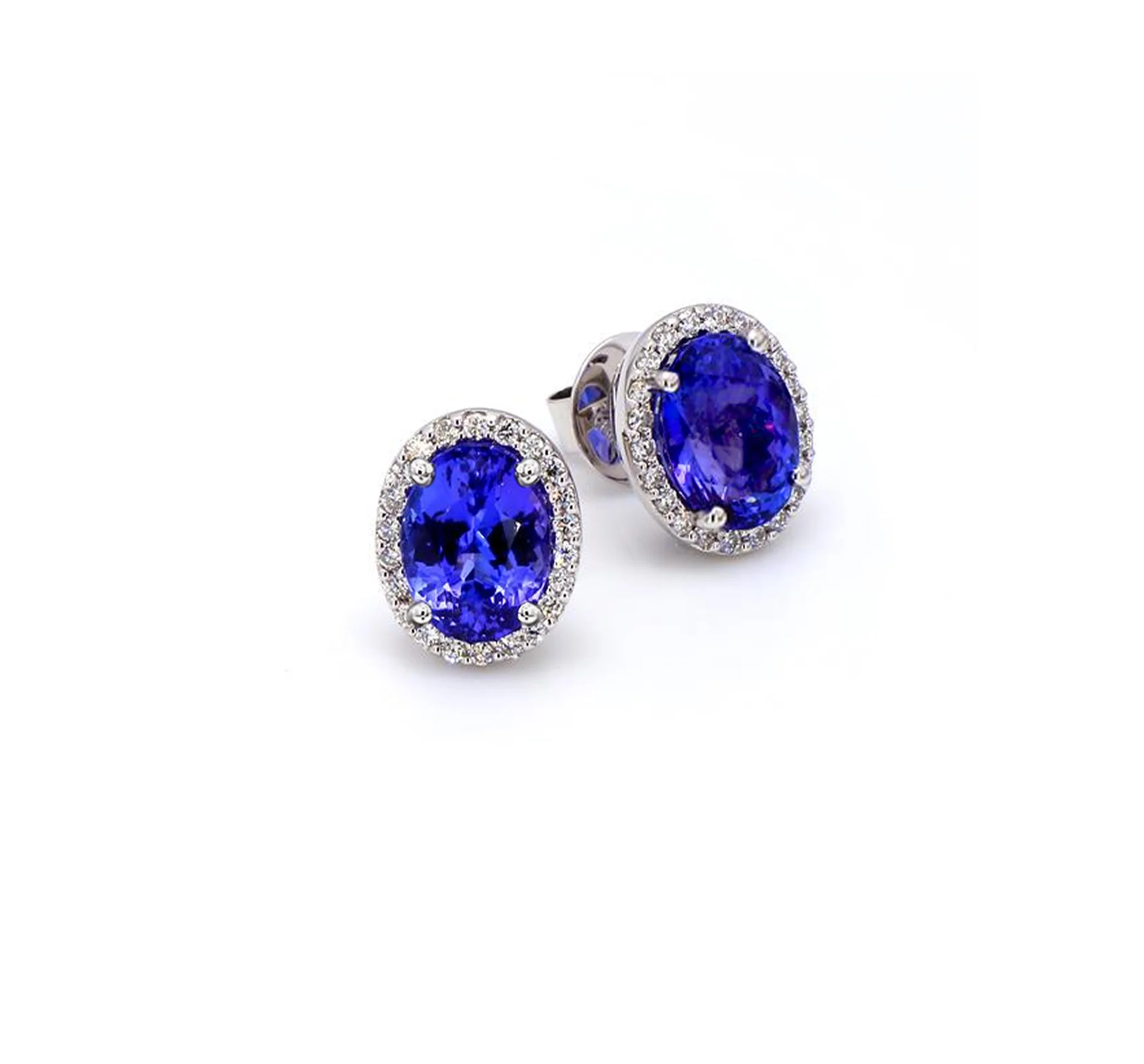 Shimansky 3.5 TCW Tanzanite and Diamond Earrings in 18K White Gold 3D View