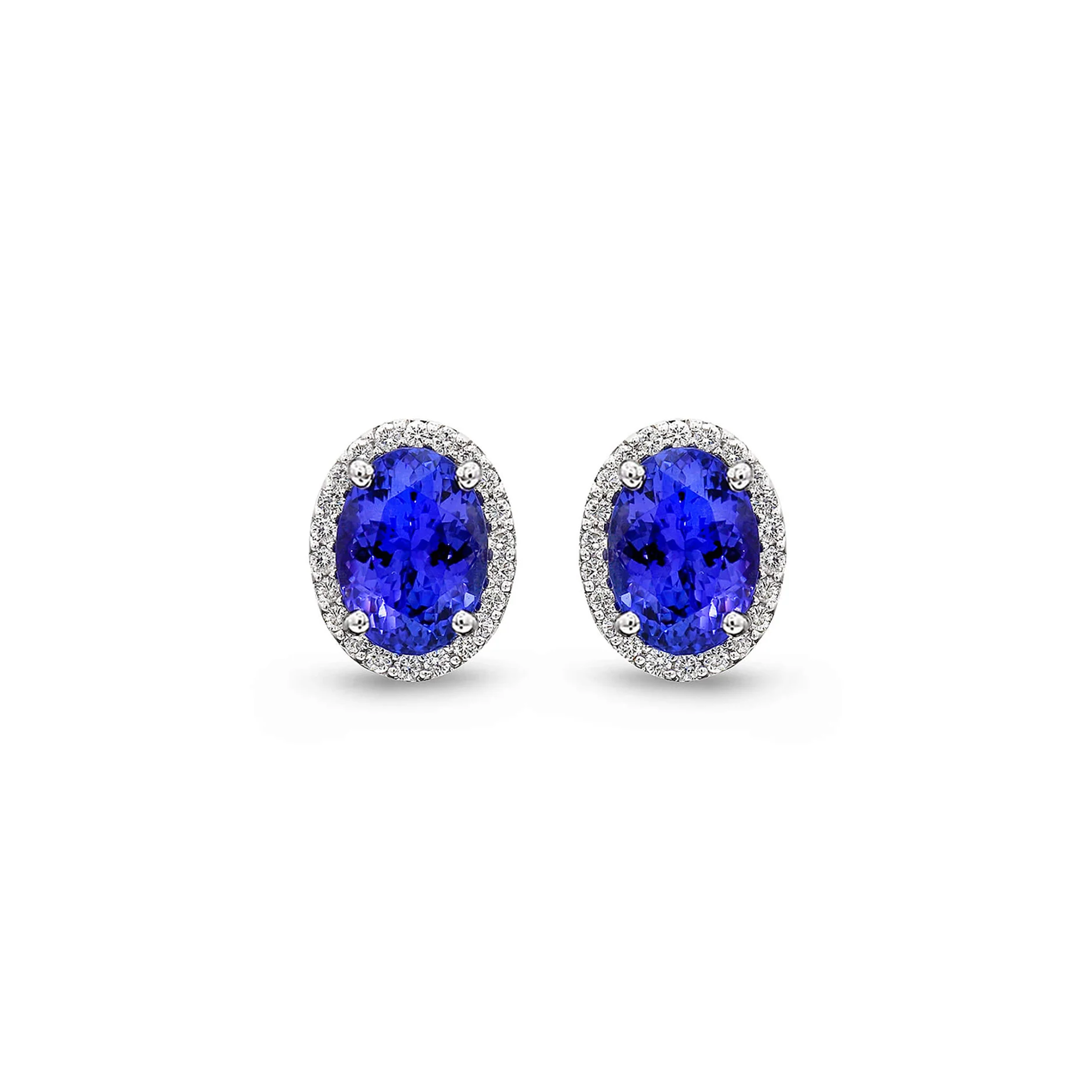Shimansky 3.5 TCW Tanzanite and Diamond Earrings in 18K White Gold Front View