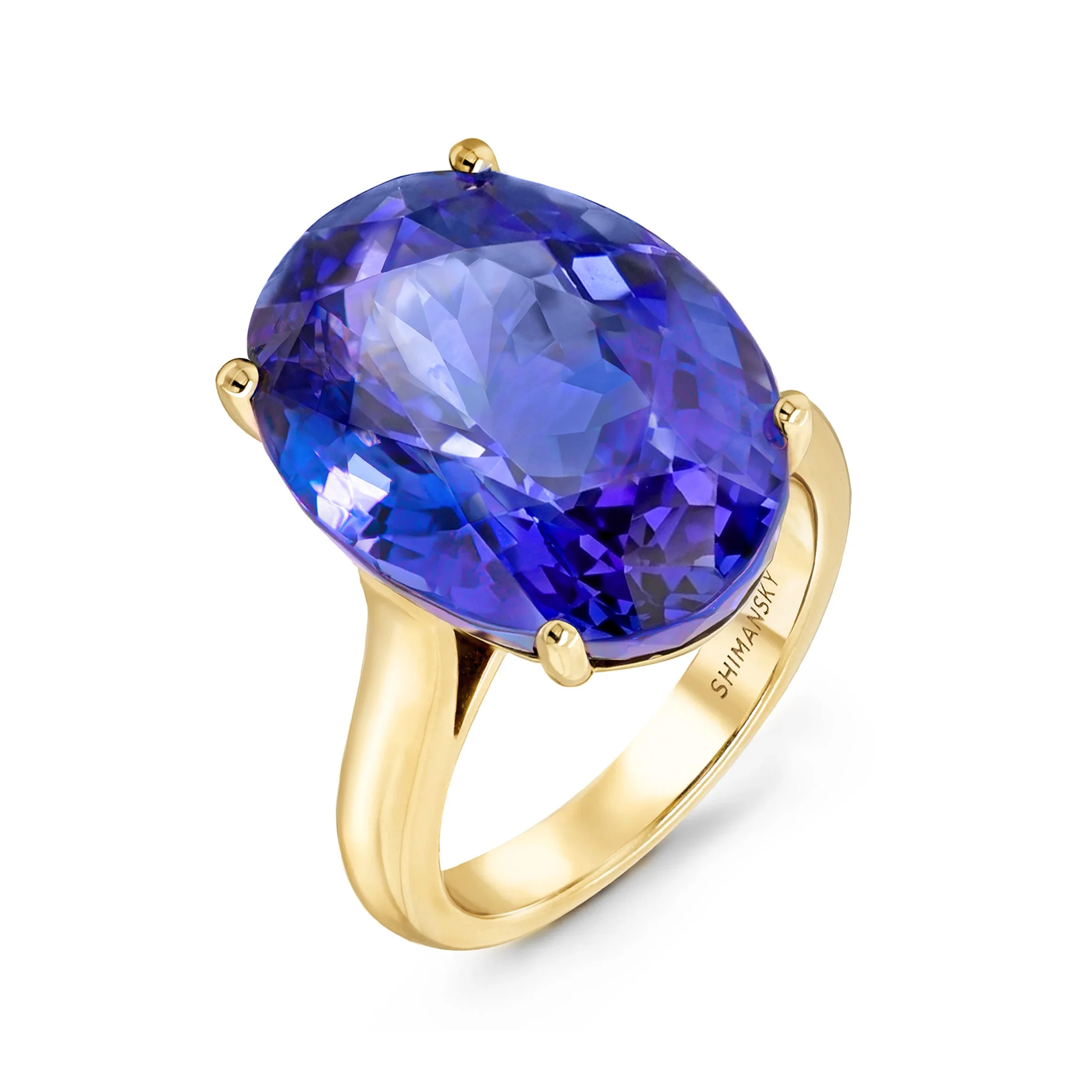 Shimansky 18.5ct Oval Tanzanite Solitaire Ring in 18K Yellow Gold - Front View #card-first