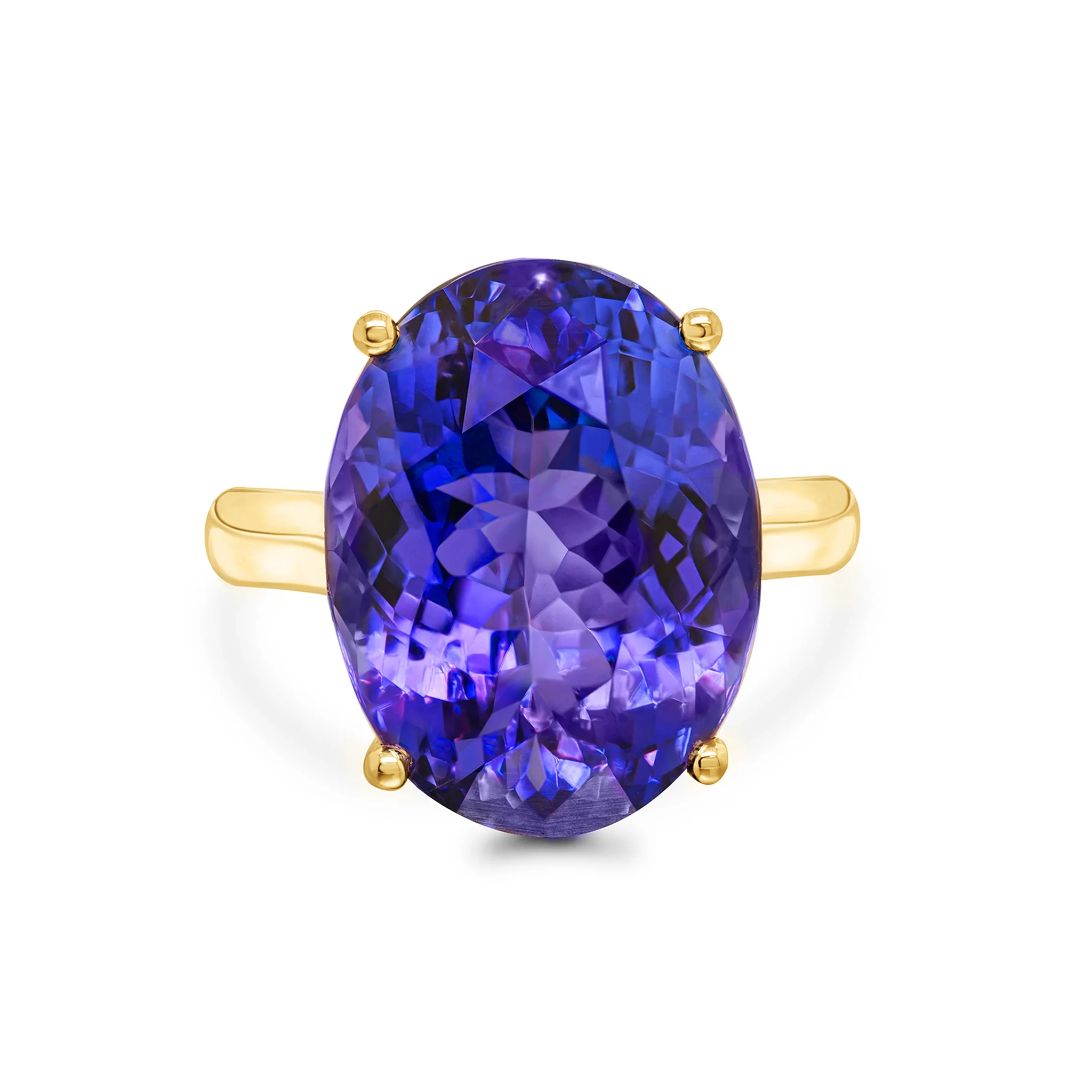 Shimansky 18.5ct Oval Tanzanite Solitaire Ring in 18K Yellow Gold - Front View
