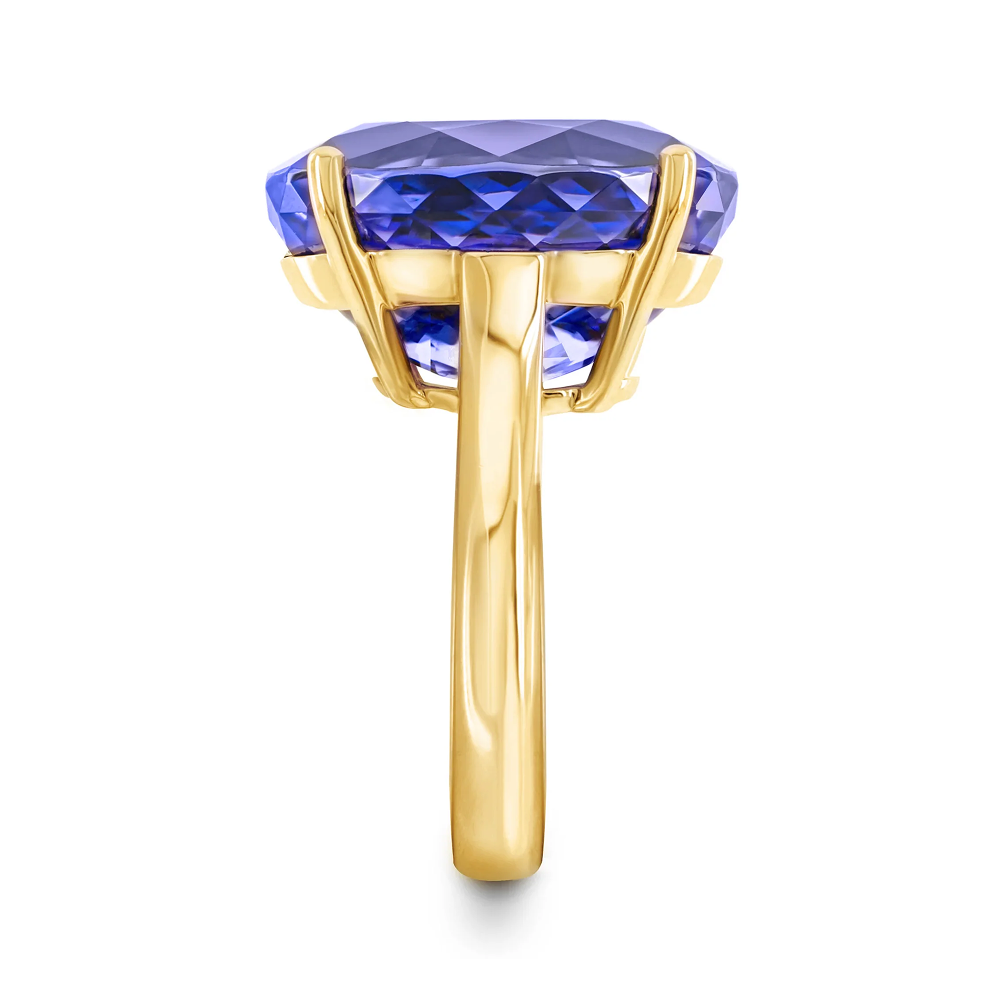 Shimansky 18.5ct Oval Tanzanite Solitaire Ring in 18K Yellow Gold - Profile View