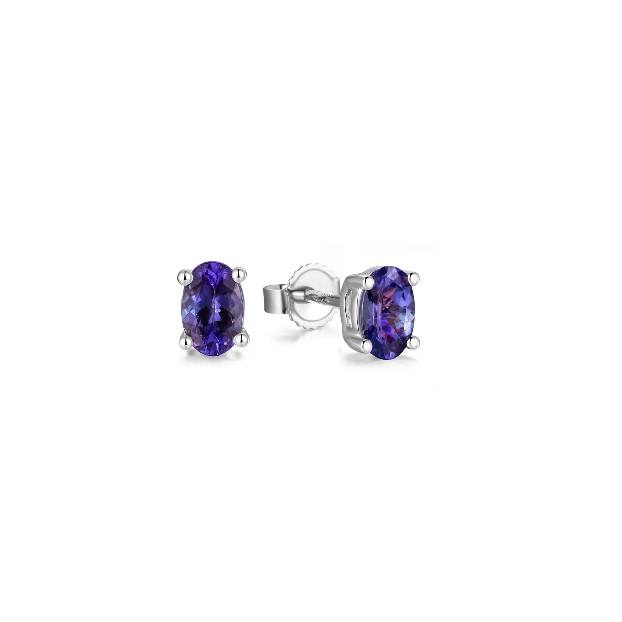 Shimansky 1.6 TCW Oval Tanzanite Solitaire Stud Earrings in 14K White Gold 3D View