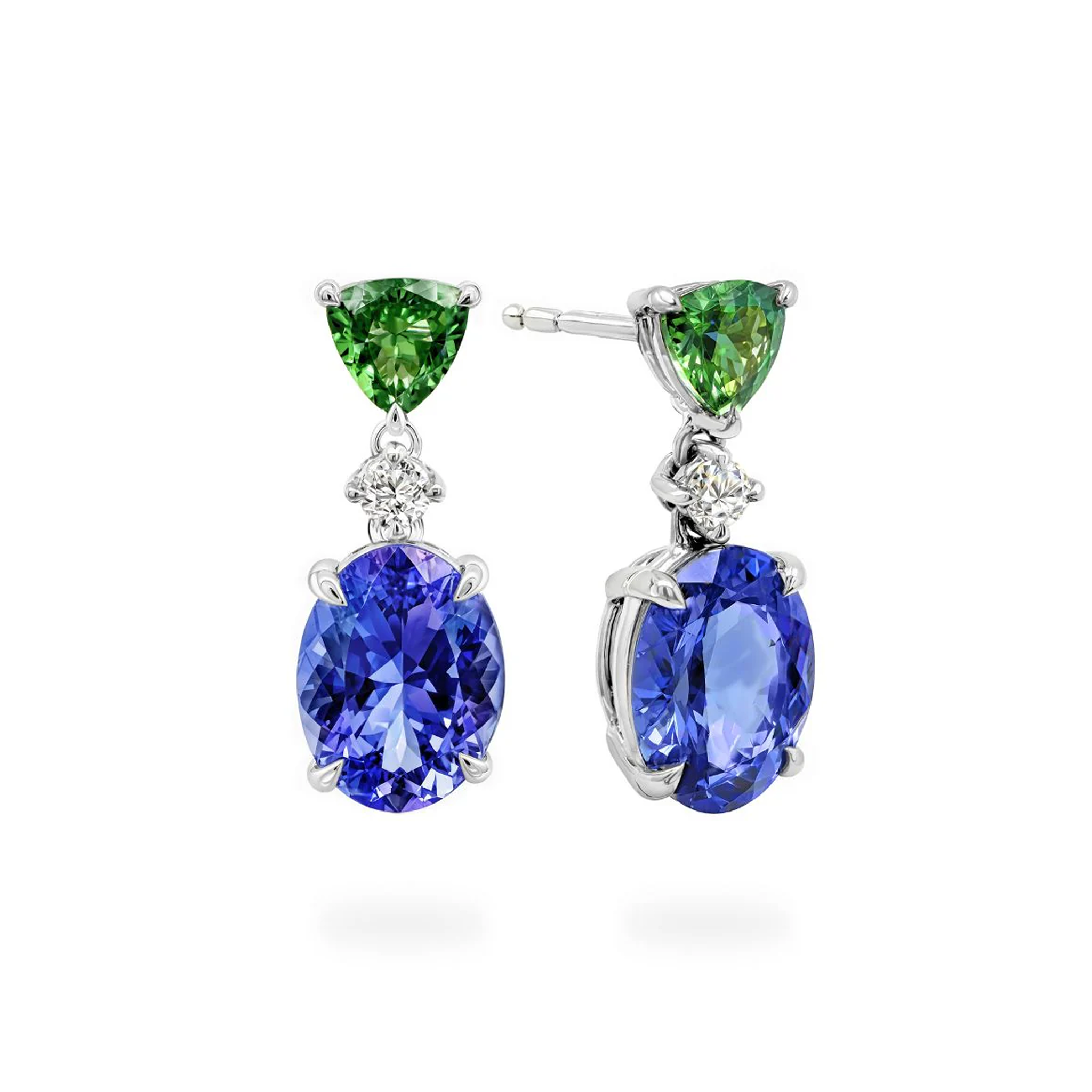 Tanzanite and Tsavorite Drop Earrings - Shimansky Jewelry 3D View