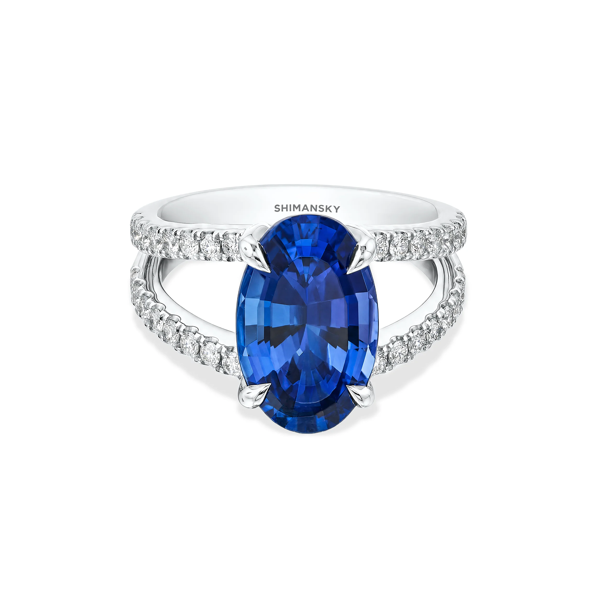 Shimansky 5.1ct Ovella Tanzanite Microset Ring in Platinum - Front View