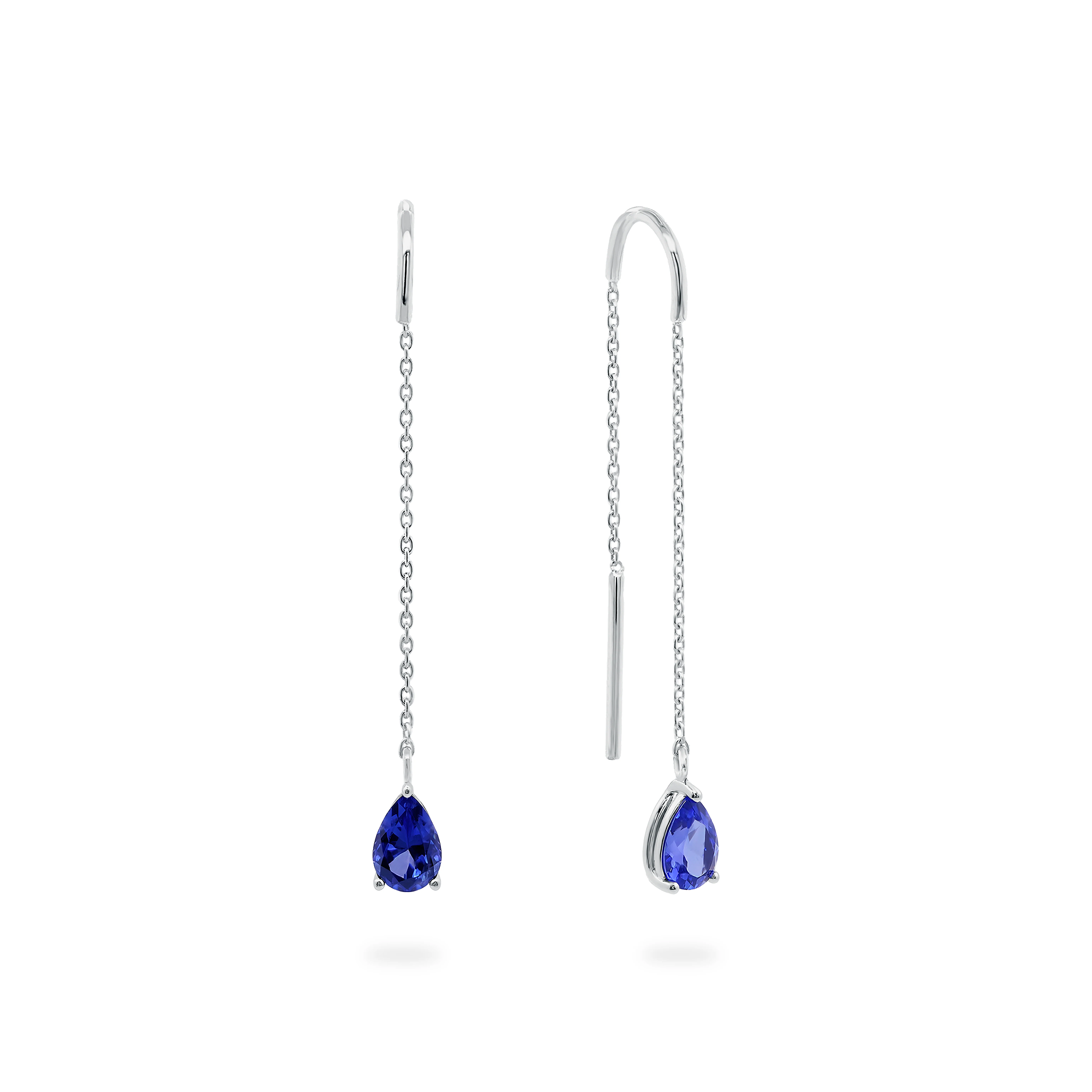 Shimansky 0.8 TCW Tanzanite Drop Pear Earrings 14K White Gold Profile View #Metal_White Gold
